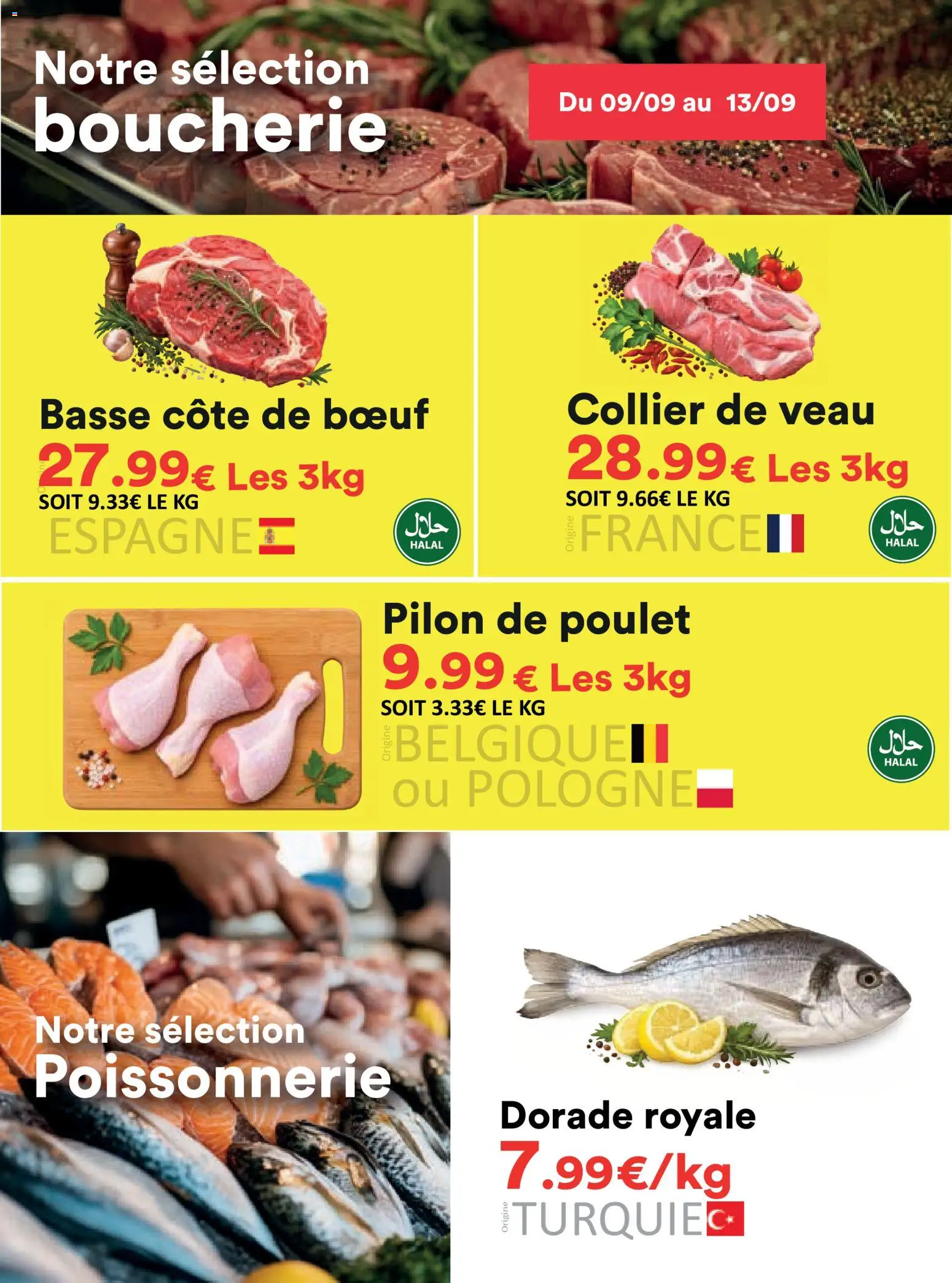 {H1} | Page: 2 | Produits: Poissonnerie, Poulet, Pilon de poulet, Basse côte de bœuf