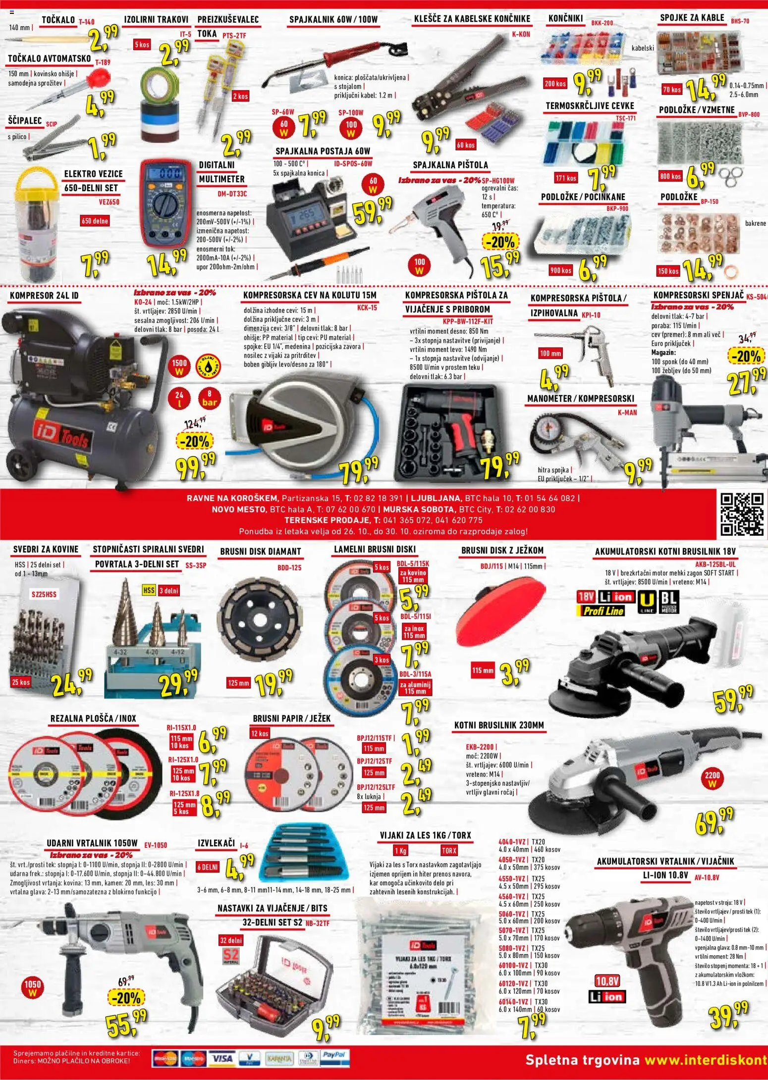 Novi Inter Diskont katalog ponudbe – veljaven od 26.10.2026 | Stran: 1 | Izdelki: Kabel, Disk, Kos, Svedri