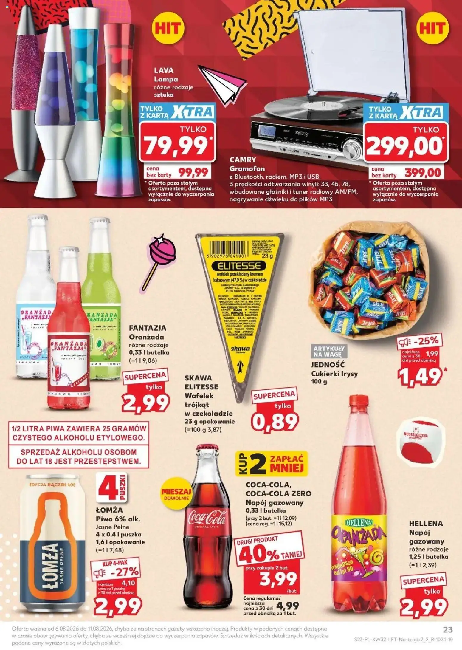 Kaufland gazetka od 06.08.2026 | Strona: 23 | Produkty: Coca cola, Gazety, Piwo, Cukierki