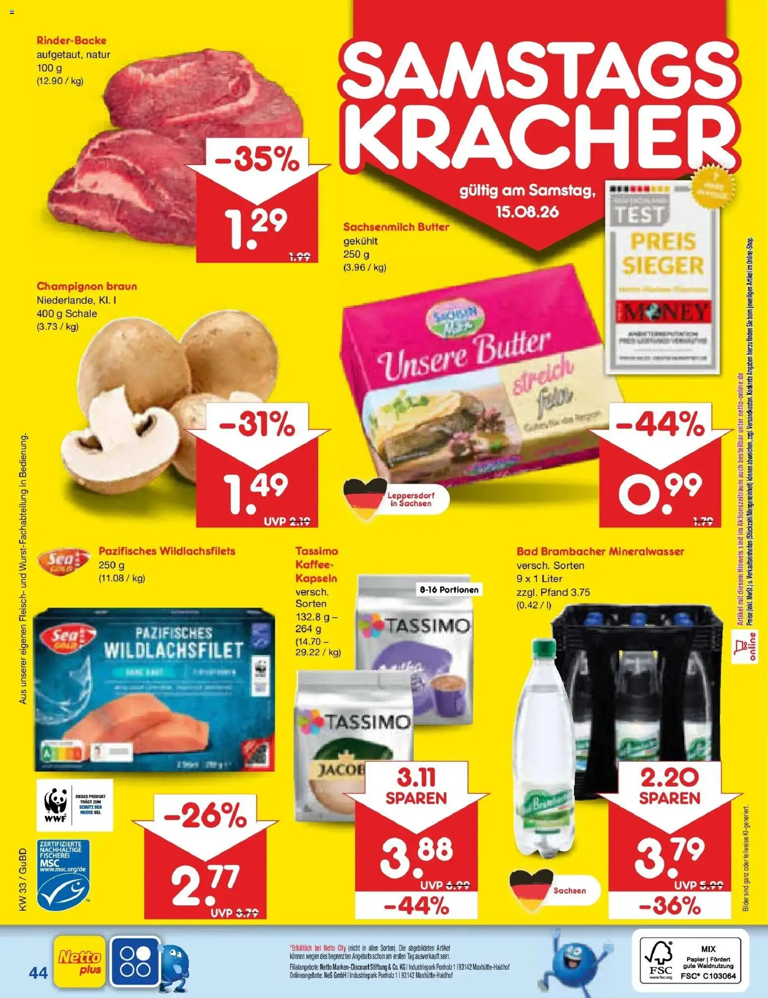 Netto Marken-Discount Prospekt Augustusburg (ab 10.08.2026) » Angebote | Seite: 60 | Produkte: Butter, Kaffee, Mineralwasser, Fleisch