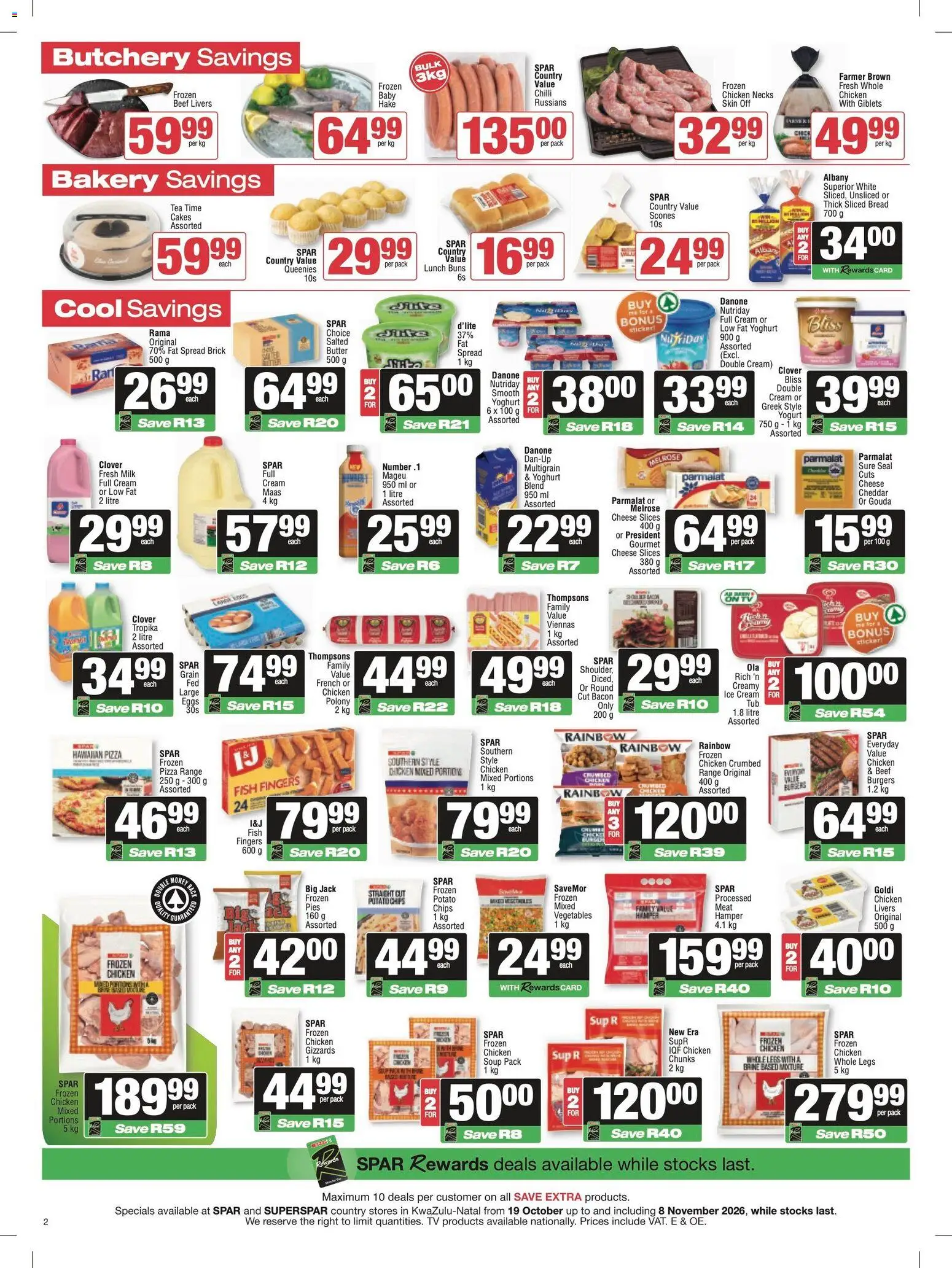 New Spar catalogue – valid from 19/10/2026 | Page: 2 | Products: Cream cream, Cheddar, Fat spread, Chilli