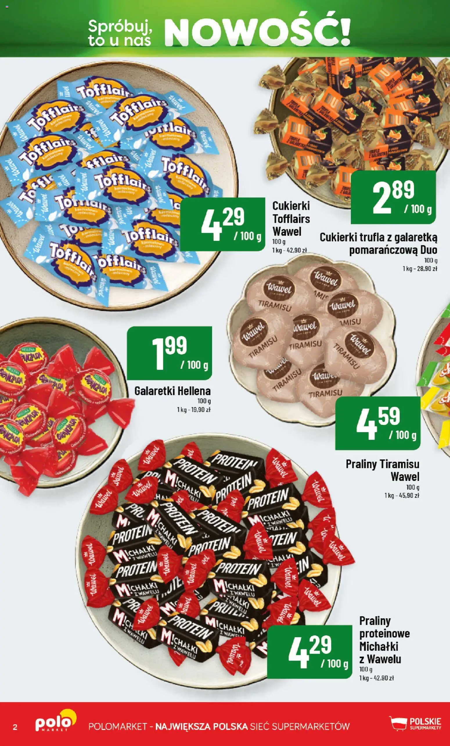 Nowa POLOmarket gazetka od jutra 19.08.2026 | Strona: 2 | Produkty: Galaretki, Galaretka, Praliny, Tiramisu