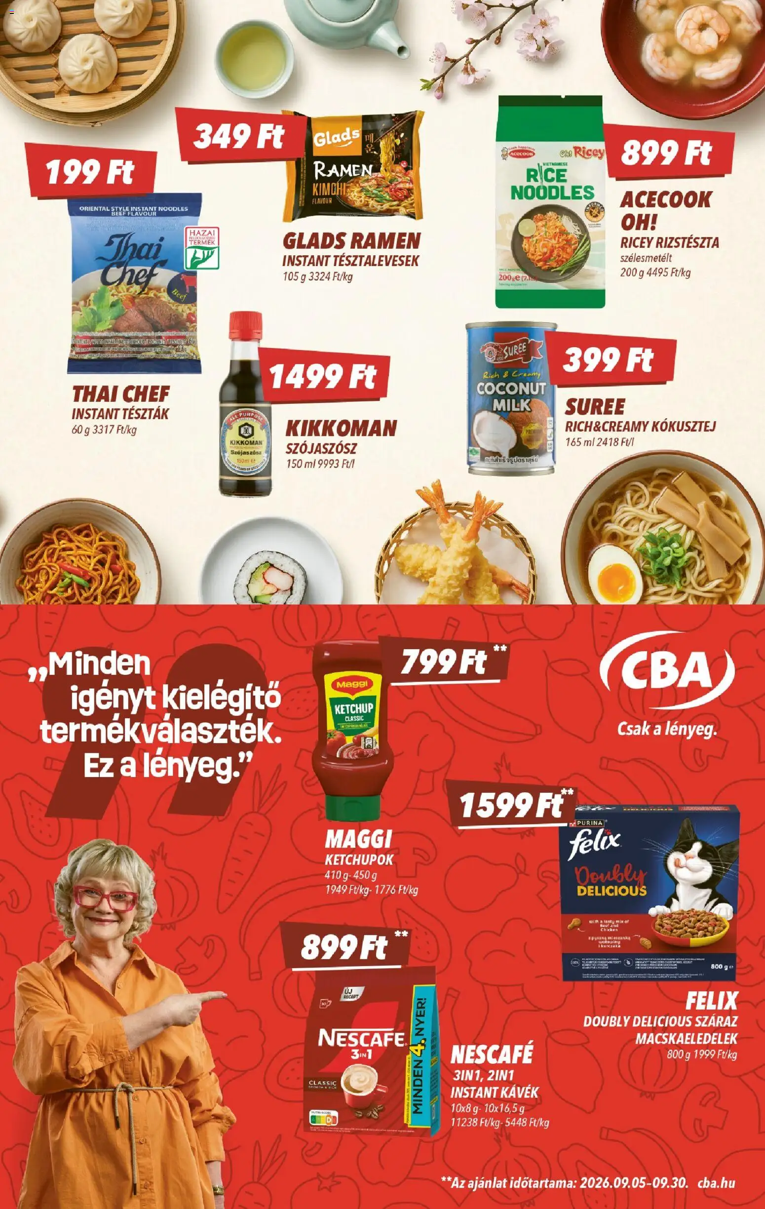 CBA akciós ujság - amely érvényes a következő dátumtól: 2026.09.17. | Oldal: 5 | Termékek: Nescafé, Kókusztej, Felix, Purina