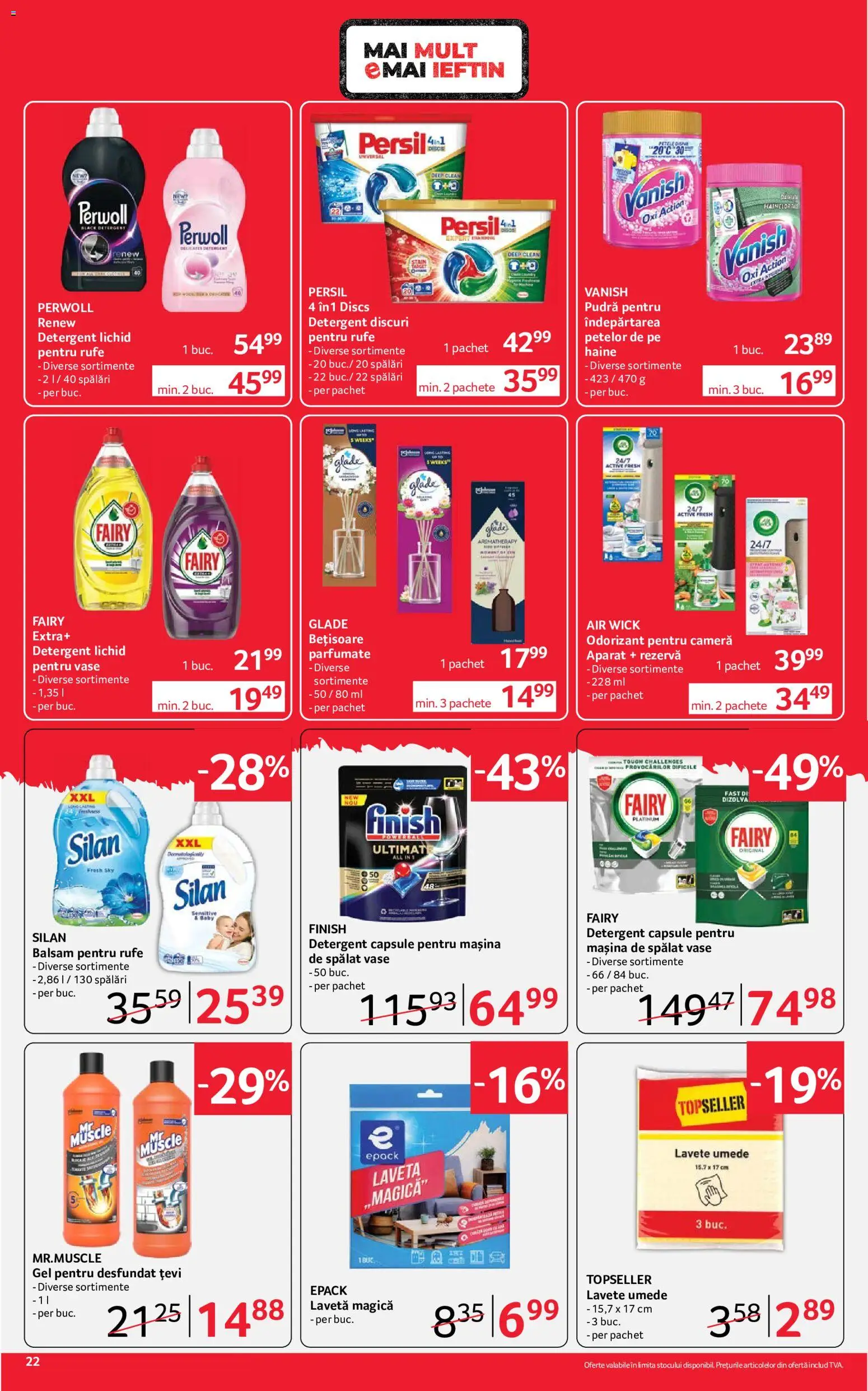 Noul catalog Selgros – valabil de la 26.06.2026 | Pagină: 22 | Produse: Mașină De Spălat, Mașină De Spălat Vase, Lavete, Haine