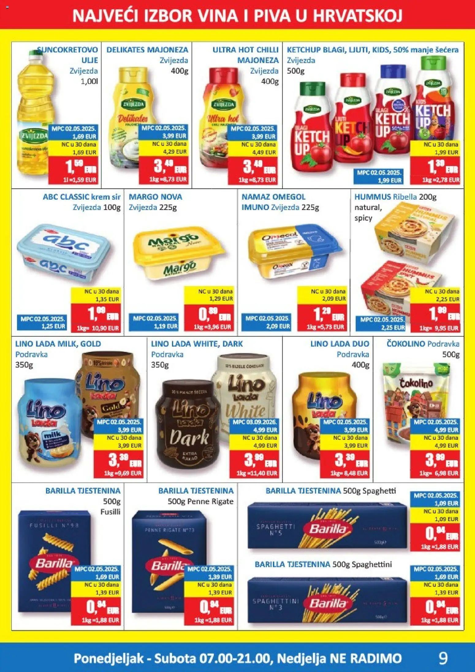 Vrutak katalog | vrijedi od 14.09.2026 | Stranica: 9 | Proizvodi: Sir, Tjestenina, Majoneza, Lino