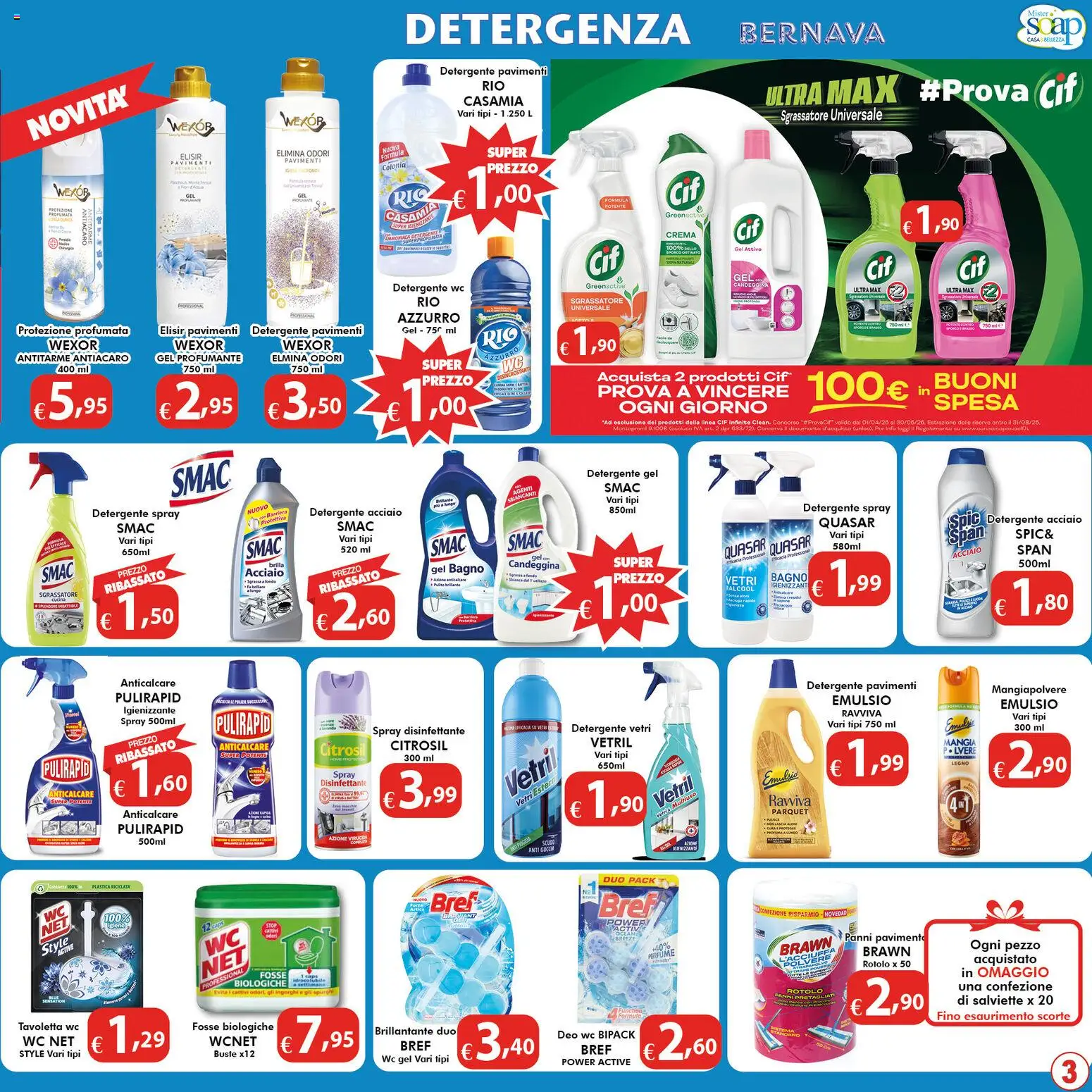 Volantino Bernava del 10.04.2026 | Pagina: 3 | Prodotti: Crema, Detergente, Candeggina, Sgrassatore