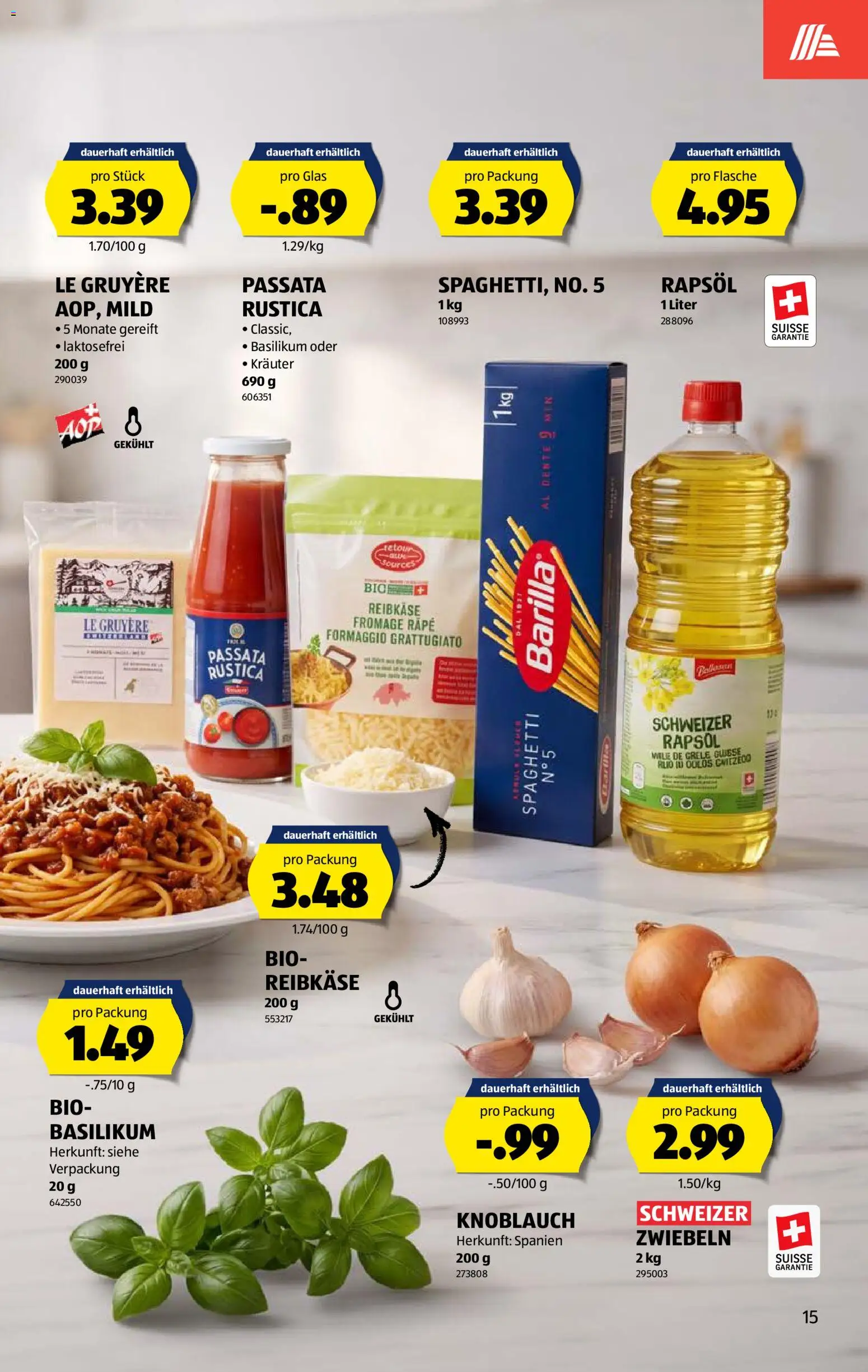 Aldi aktionen – gültig ab 27.08.2026 | Seite: 15 | Produkte: Rapsöl, Glas, Knoblauch, Zwiebeln
