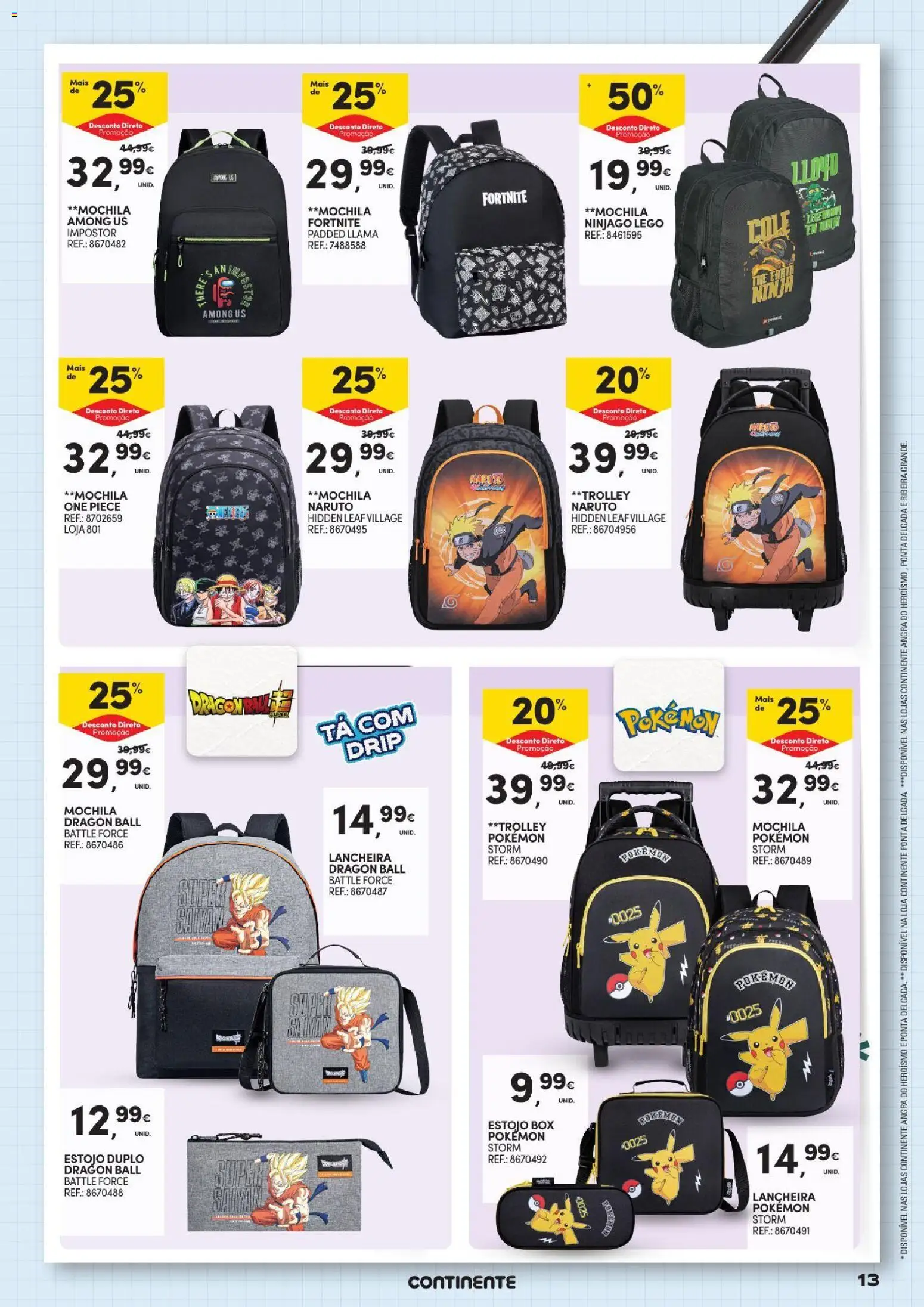 Continente - Açores Regresso às Aulas │ válido de 25/08/2026 | Página: 13 | Produtos: Mochila, LEGO