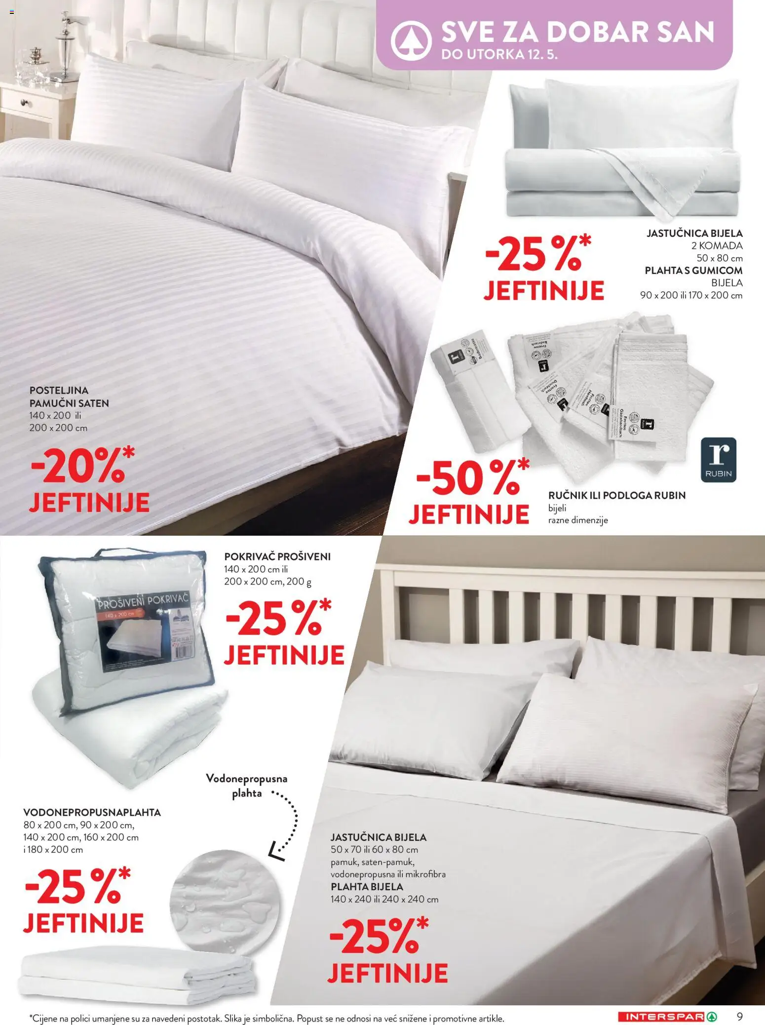 Interspar katalog | vrijedi od 15.04.2026 | Stranica: 9 | Proizvodi: Pokrivač, Ručnik, Jastučnica, Plahta