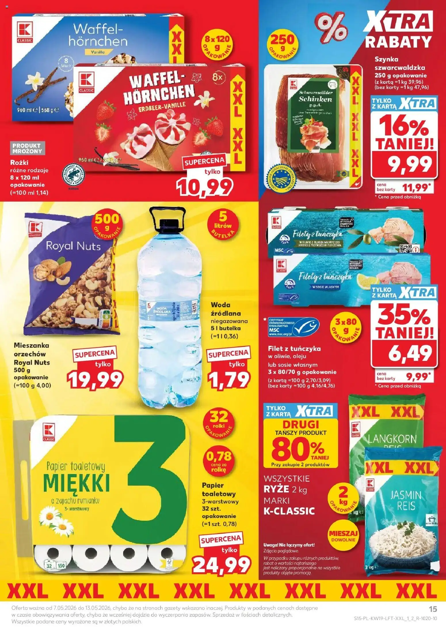 Kaufland gazetka od 07.05.2026 | Strona: 15 | Produkty: Karta, Papier toaletowy, Rolki, Woda
