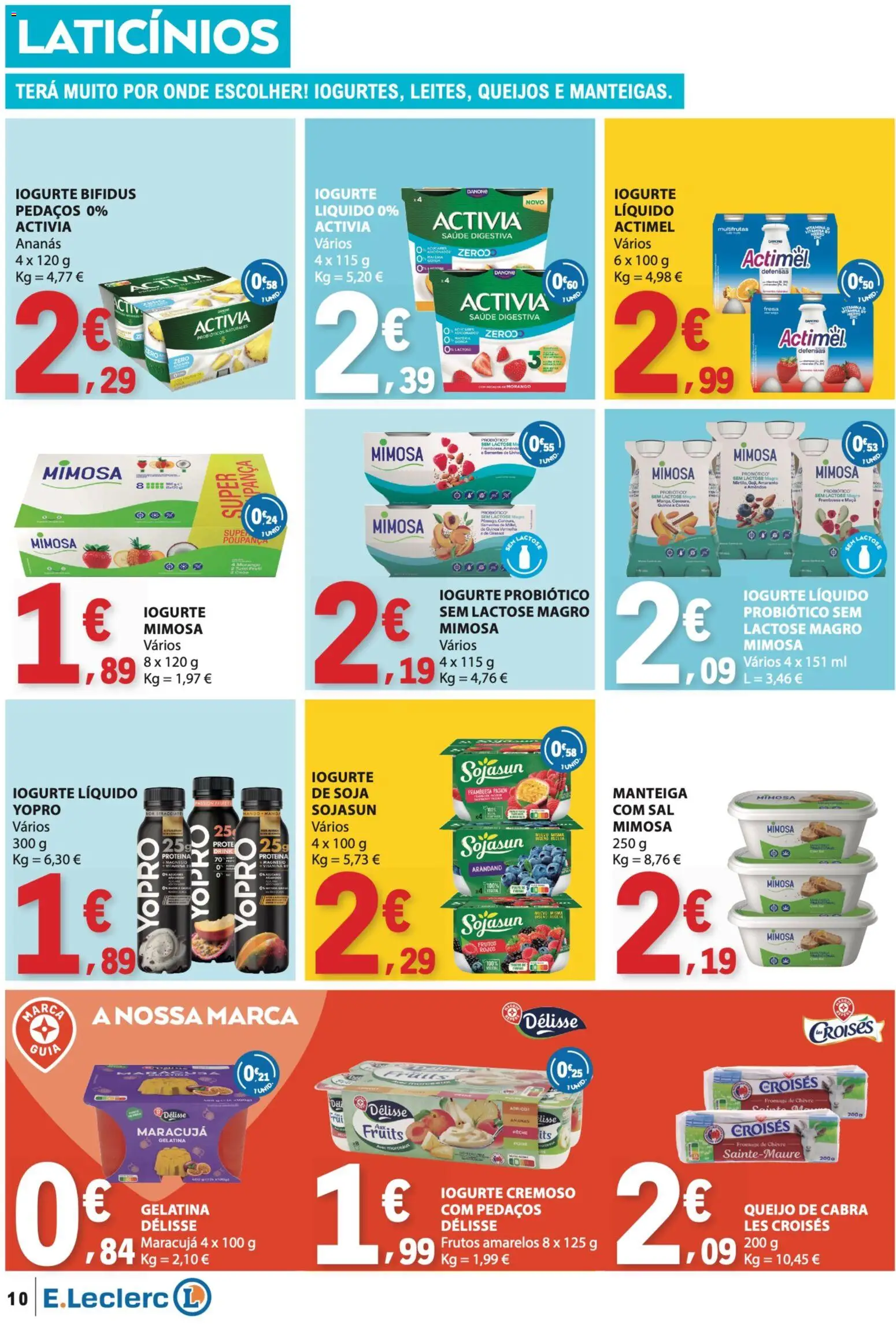 E.Leclerc folheto │ válido de 04.06.2026 | Página: 10 | Produtos: Probióticos, Queijo, Maça, Proteina