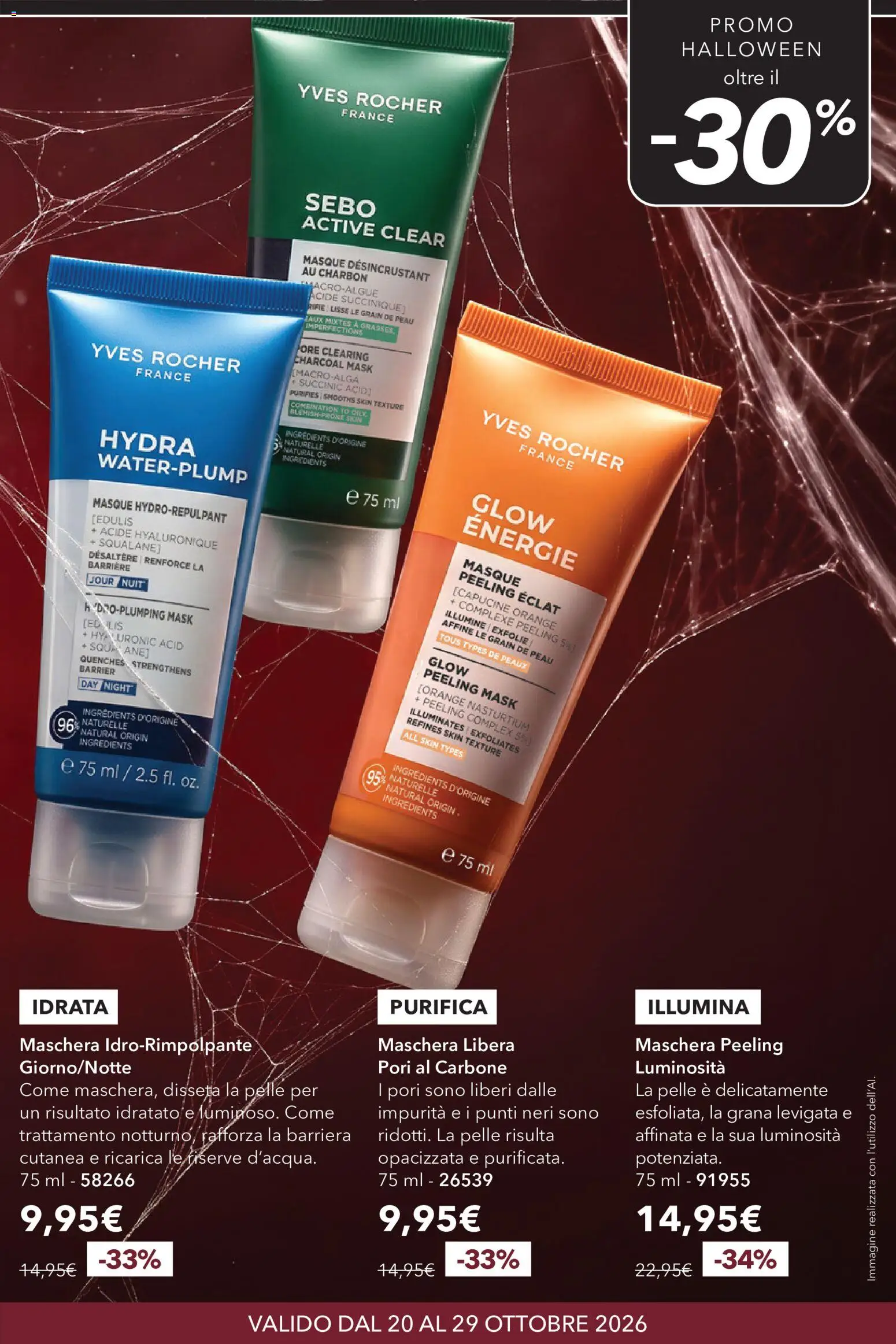 Volantino Yves Rocher del 20/10/2026 | Pagina: 13 | Prodotti: Maschera, Peeling, Carbone