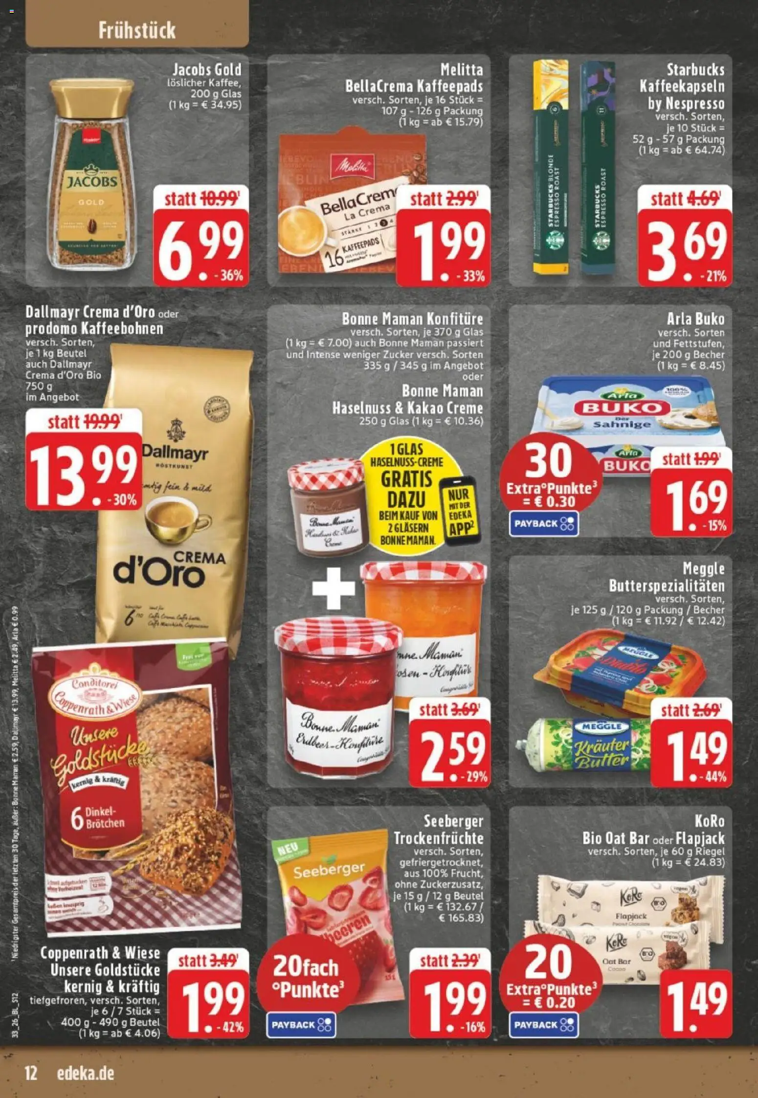 Edeka Prospekt Dortmund – gültig ab 10.08.2026 | Seite: 12 | Produkte: Kaffeepads, Starbucks, Creme, Zucker