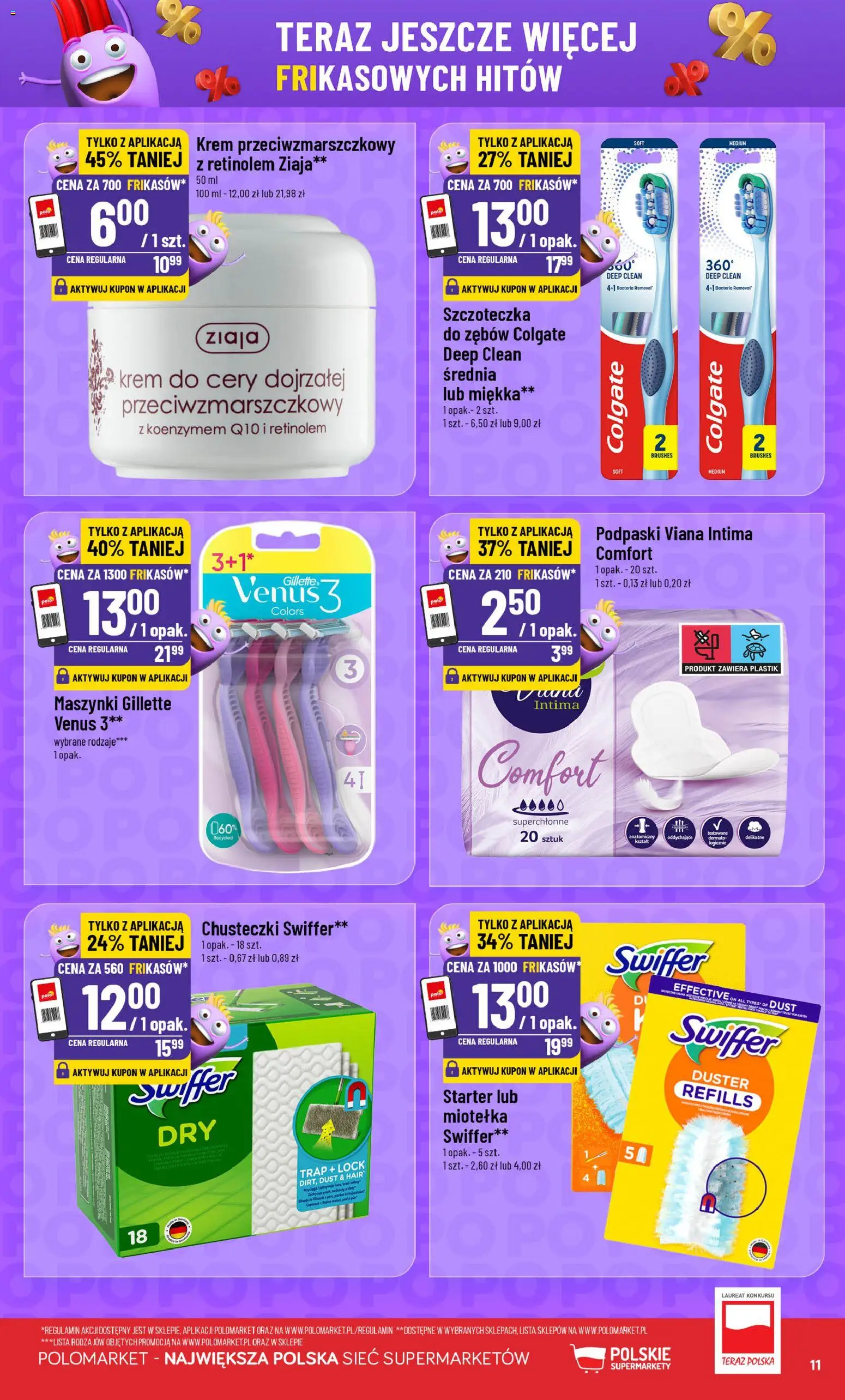 Nowa POLOmarket gazetka od jutra 05.08.2026 | Strona: 11 | Produkty: Gillette, Podpaski, Krem, Swiffer
