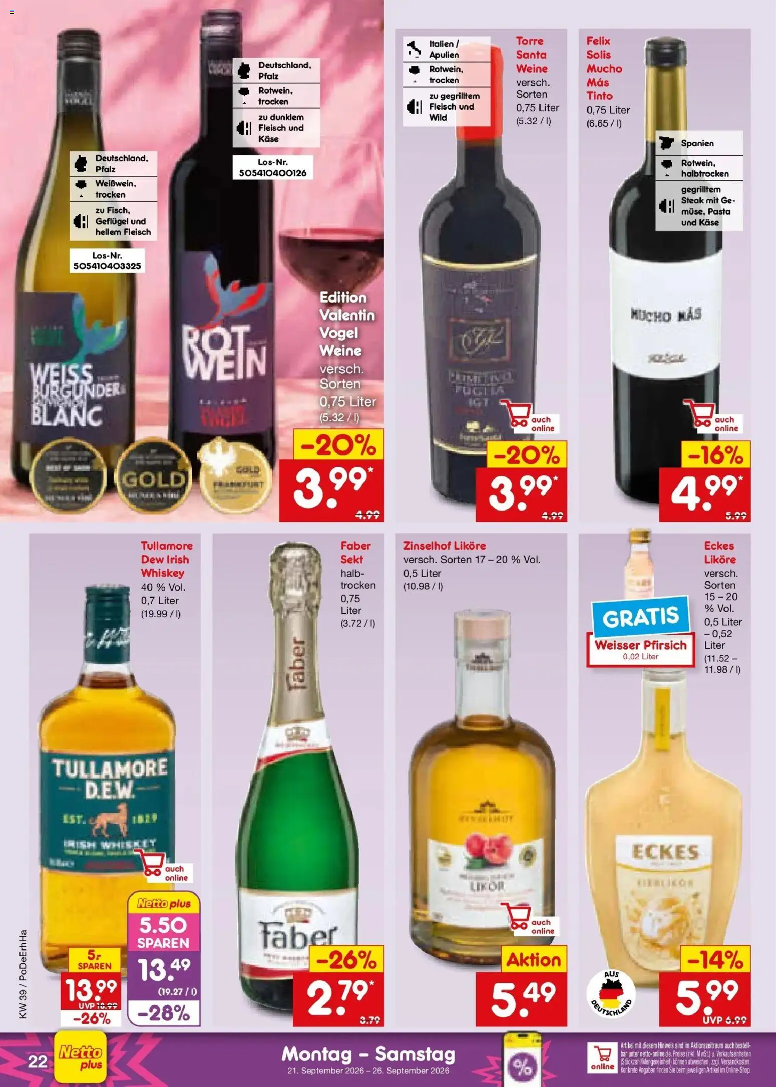 Netto Marken-Discount Prospekt Waiblingen-Bittenfeld – gültig ab 21.09.2026 | Seite: 30 | Produkte: Käse, Sekt, Steak, Fleisch