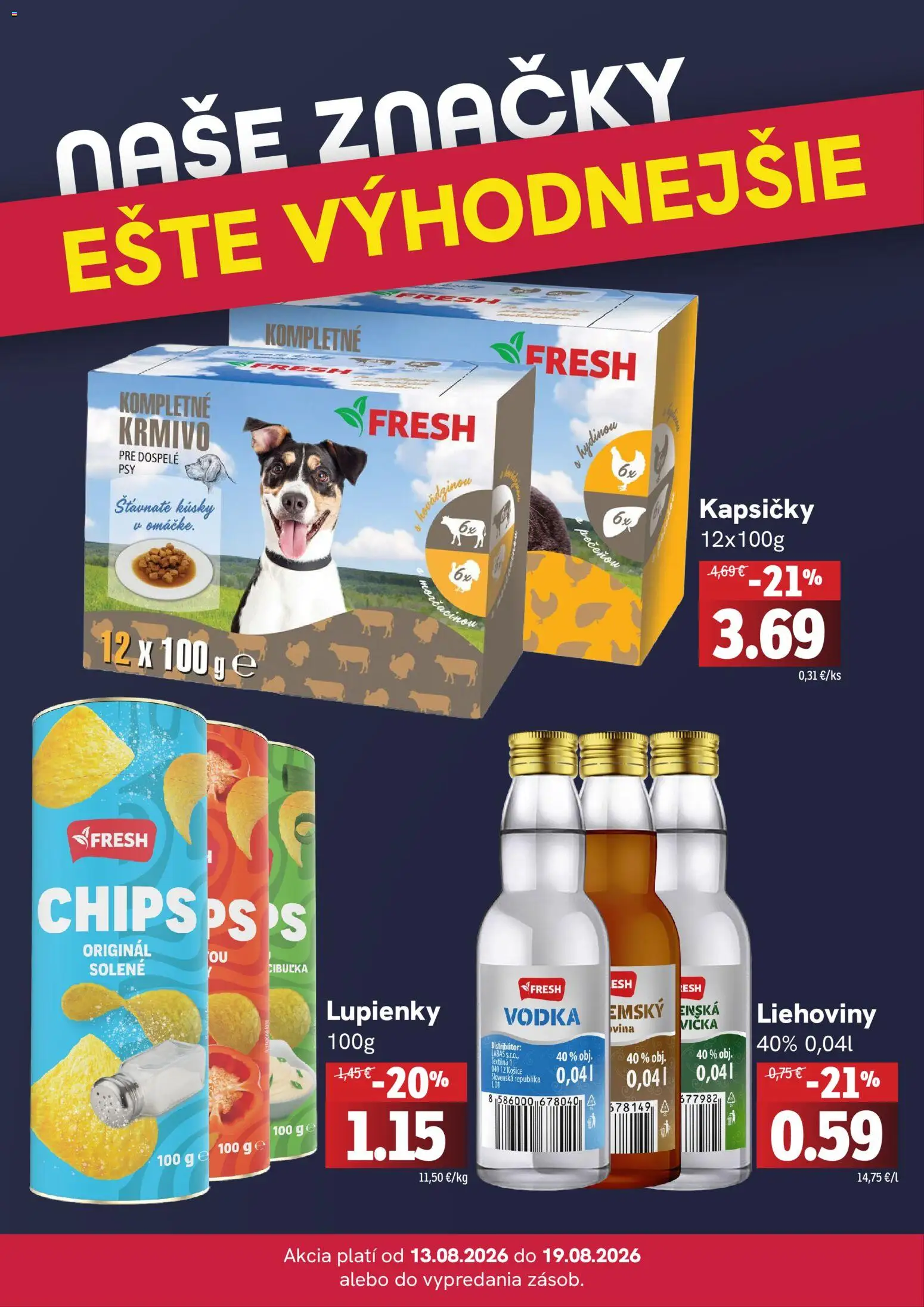 Nové Fresh akcie – leták je platný od 13.08.2026 | Strana: 4 | Produkty: Vodka, Kapsičky