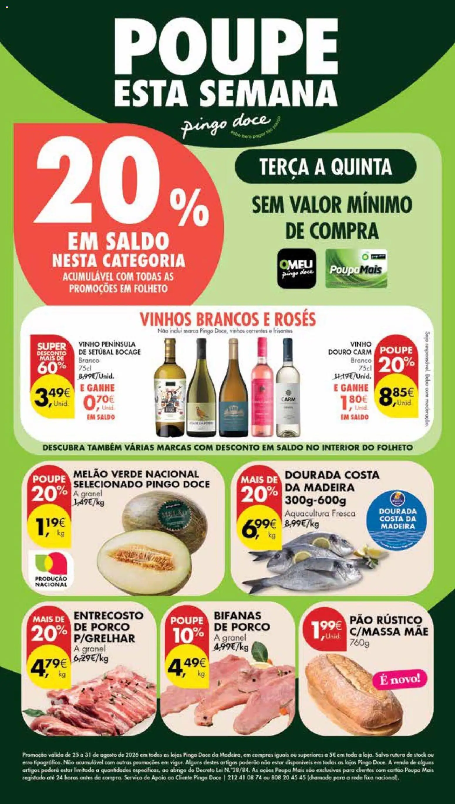 Pingo Doce Poupe Esta Semana Madeira │ válido de 25/08/2026 | Página: 1 | Produtos: Dourada, Pão rústico, Vinho, Melão