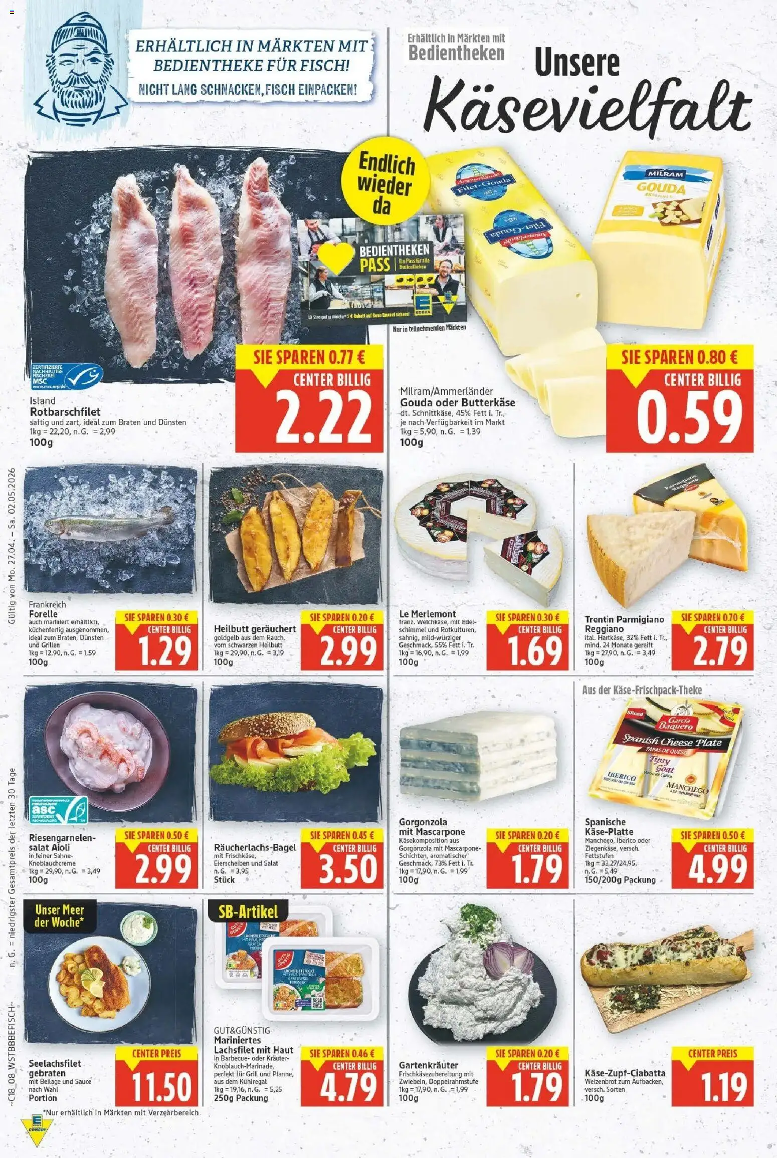 E center Prospekt Magdeburg	 – gültig ab 27.04.2026 | Seite: 8 | Produkte: Grill, Mascarpone, Fisch, Milram