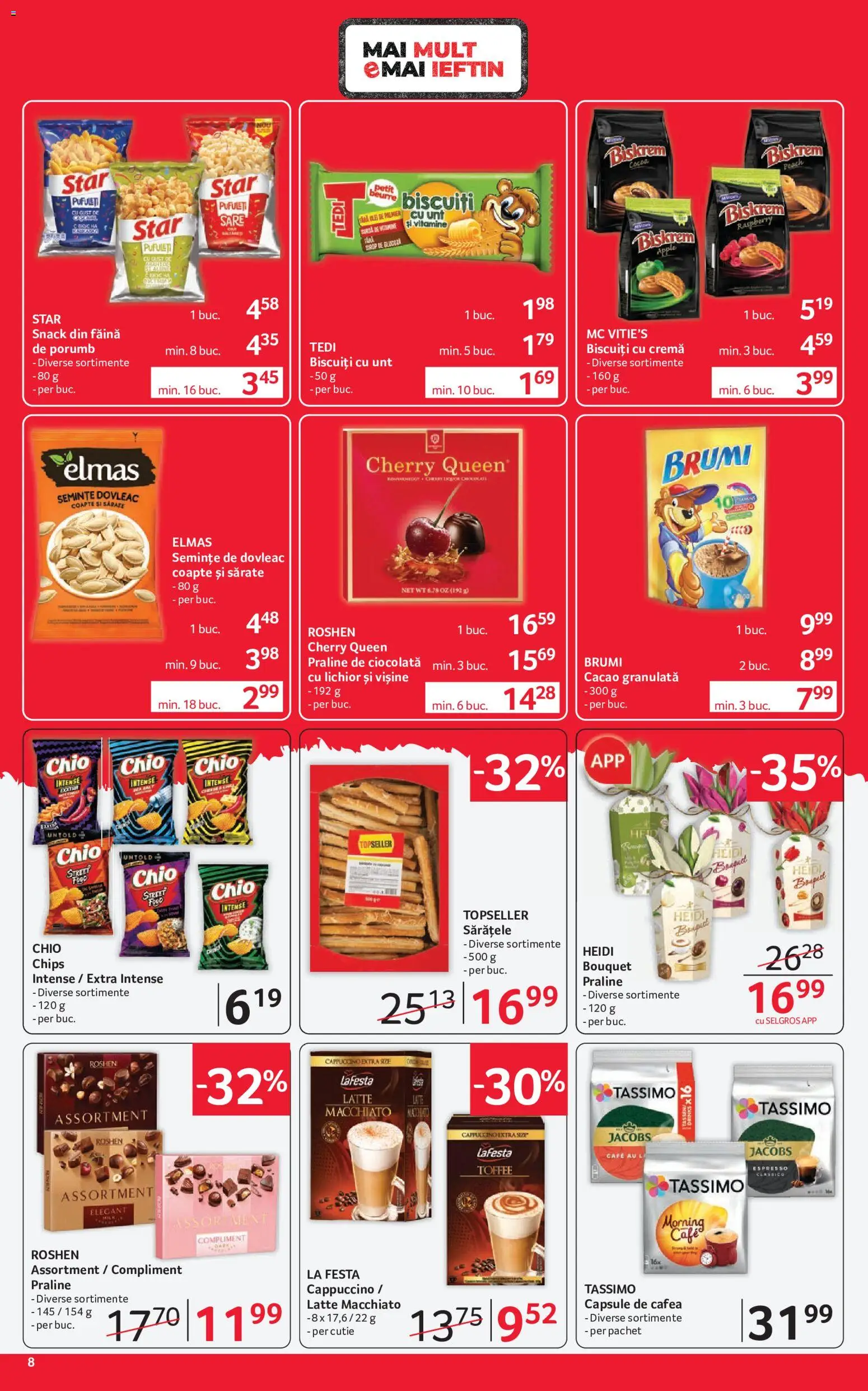 Noul catalog Selgros – valabil de la 07.08.2026 | Pagină: 8 | Produse: Cutie, Apple, Ciocolată, Biscuiți