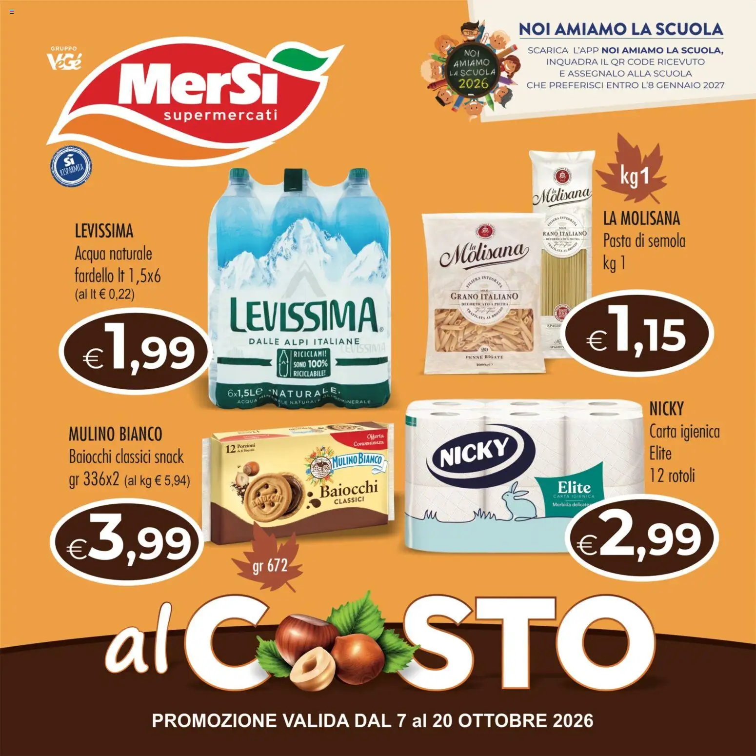 Volantino MerSi Supermercati del 07/10/2026 | Pagina: 1 | Prodotti: Acqua, Pasta di semola, Acqua naturale, Semola
