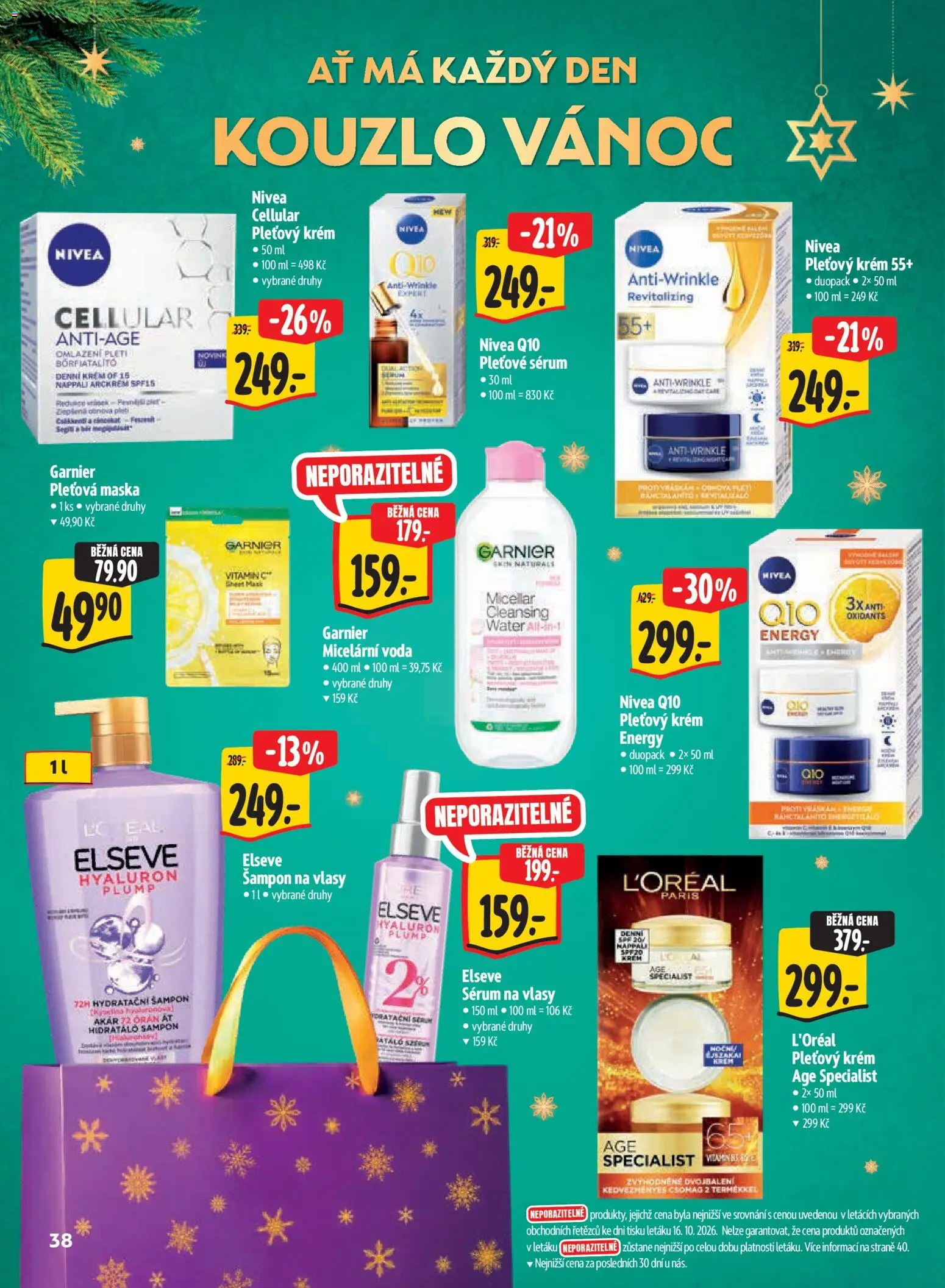 Albert leták - Hypermarket Kouzlo Vánoc od 29.10.2026 | Strana: 38 | Produkty: Pleťová maska, Nivea, Krém, Šampon