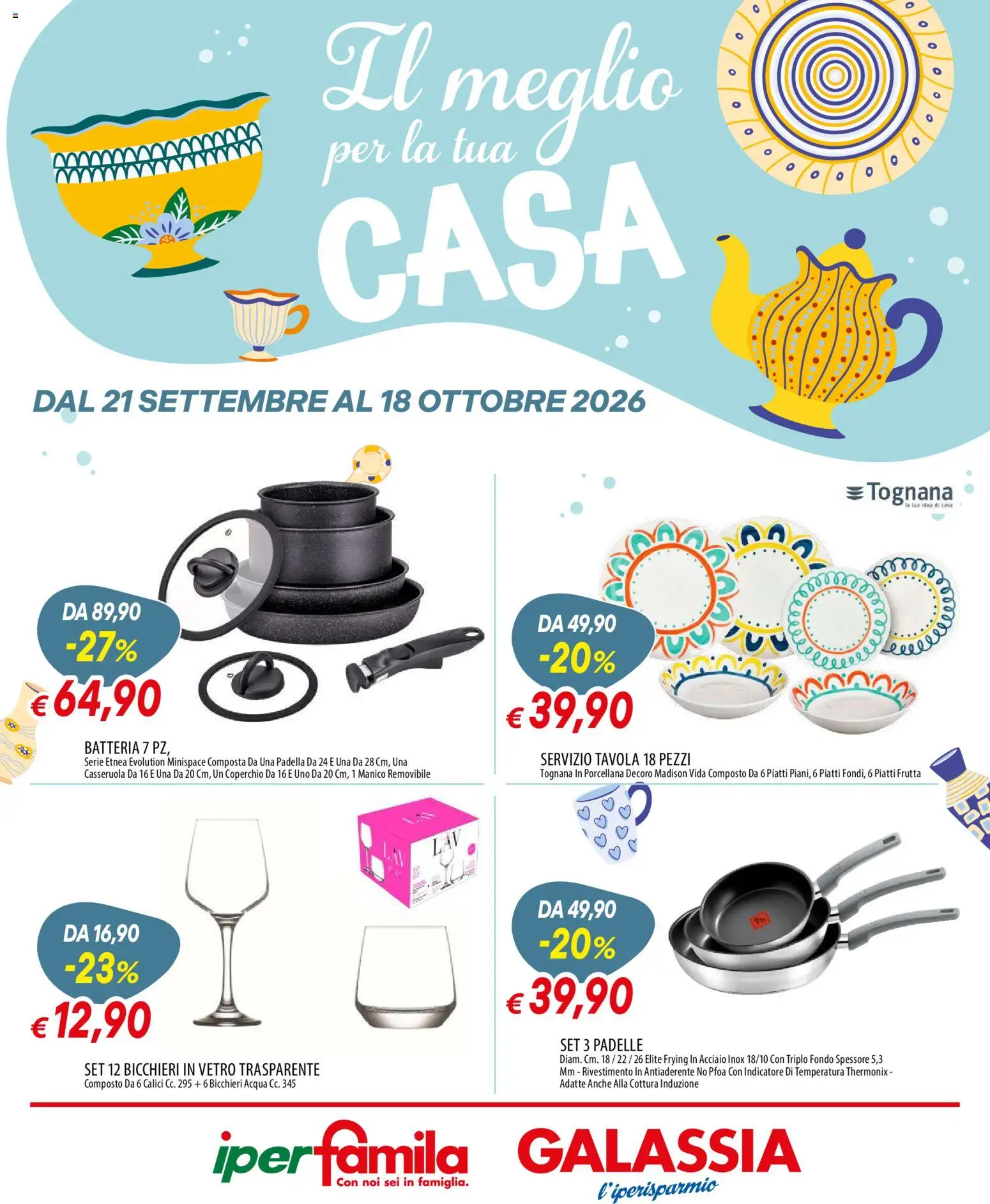 Volantino Galassia del 21/09/2026 | Pagina: 1 | Prodotti: Acqua, Padella, Casseruola, Batteria