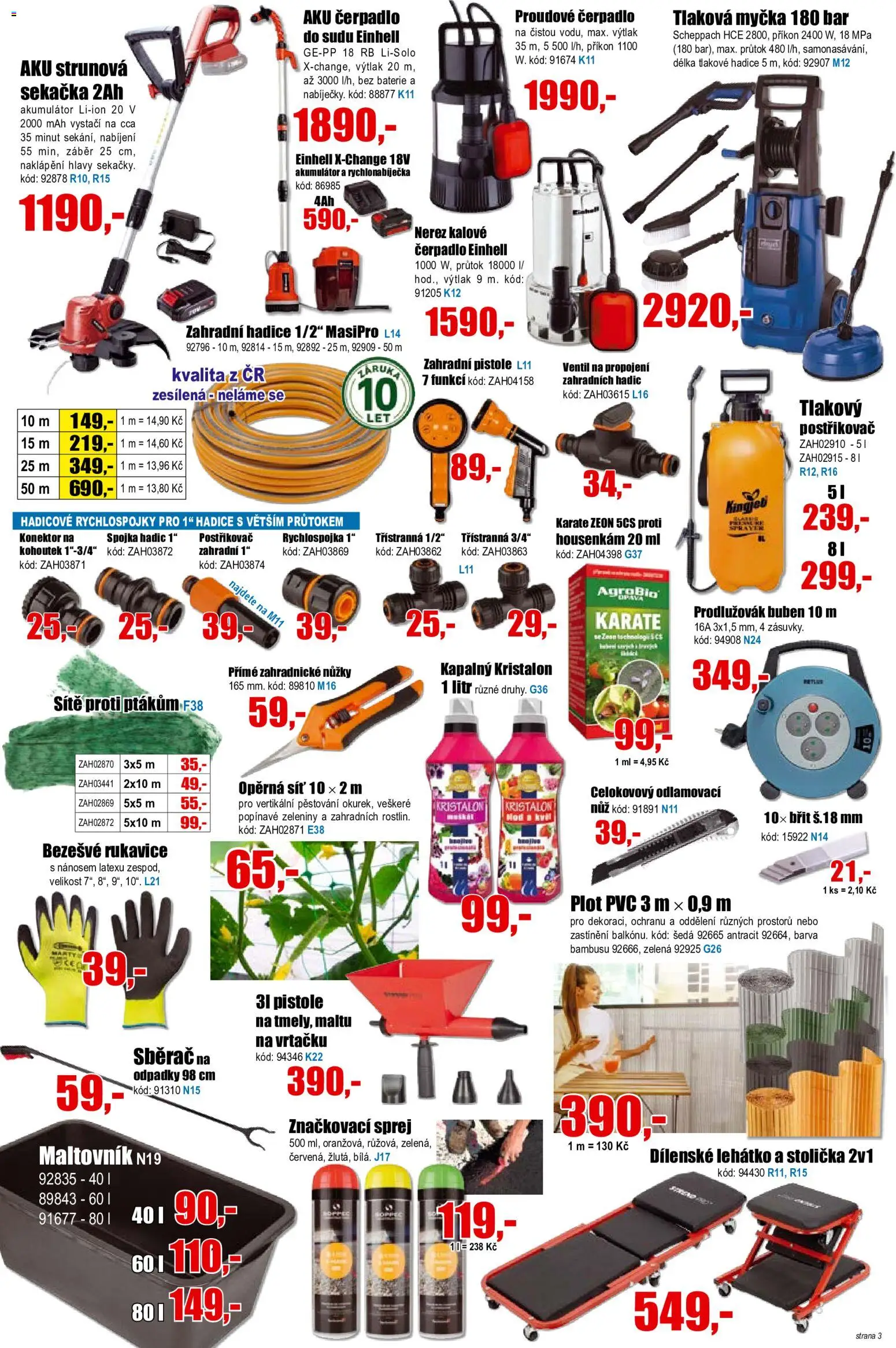 Eva supermarket leták od 27.05.2026 | Strana: 3 | Produkty: Myčka, Zahradní hadice, Hadice, Stolička
