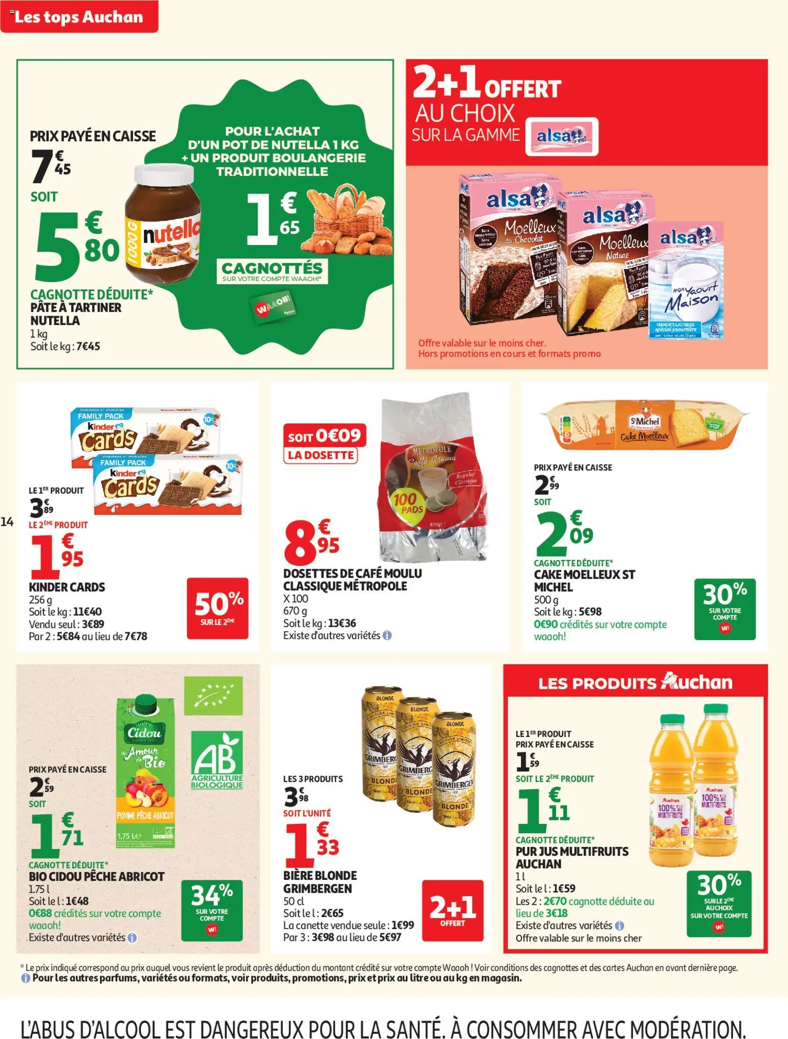 {H1} | Page: 14 | Produits: Café moulu, Chocolat, Jus, Bière