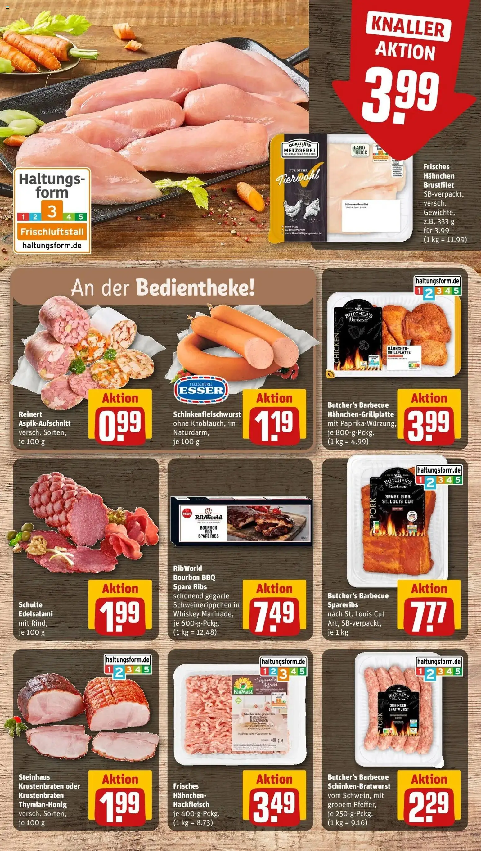 REWE Prospekt ab 17.08.2026 zum Blättern » Angebote | Seite: 10 | Produkte: Spare ribs, Schinken, Bourbon, Hackfleisch