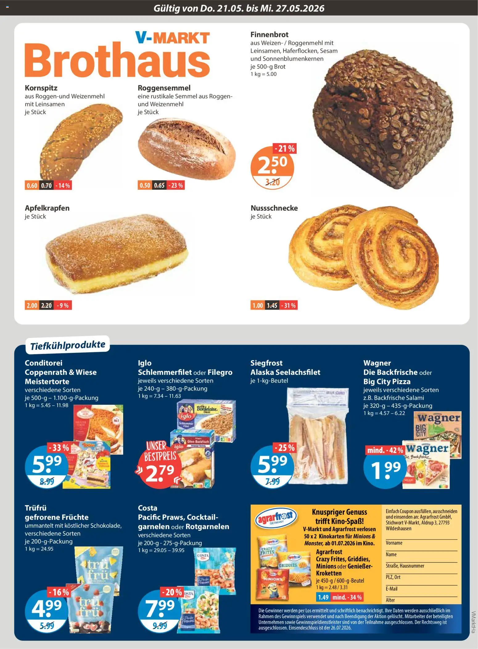 V-Markt Angebote – gültig ab 21.05.2026 | Seite: 5 | Produkte: Weizenmehl, Kornspitz, Brot, Salami