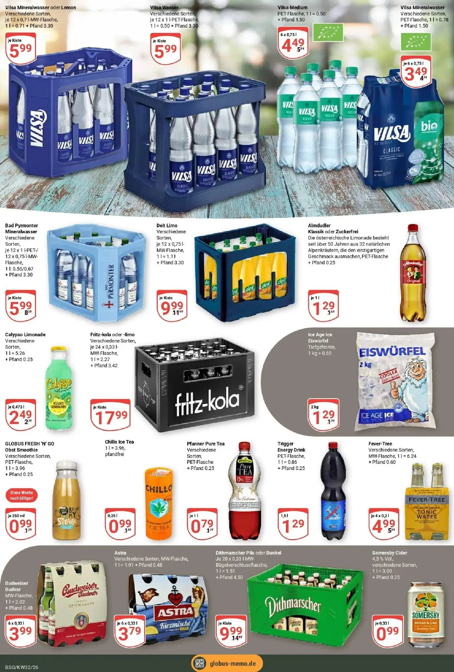 Globus Prospekt Braunschweig (ab 03.08.2026) » Angebote online | Seite: 16 | Produkte: Pils, Limonade, Wasser, Budweiser