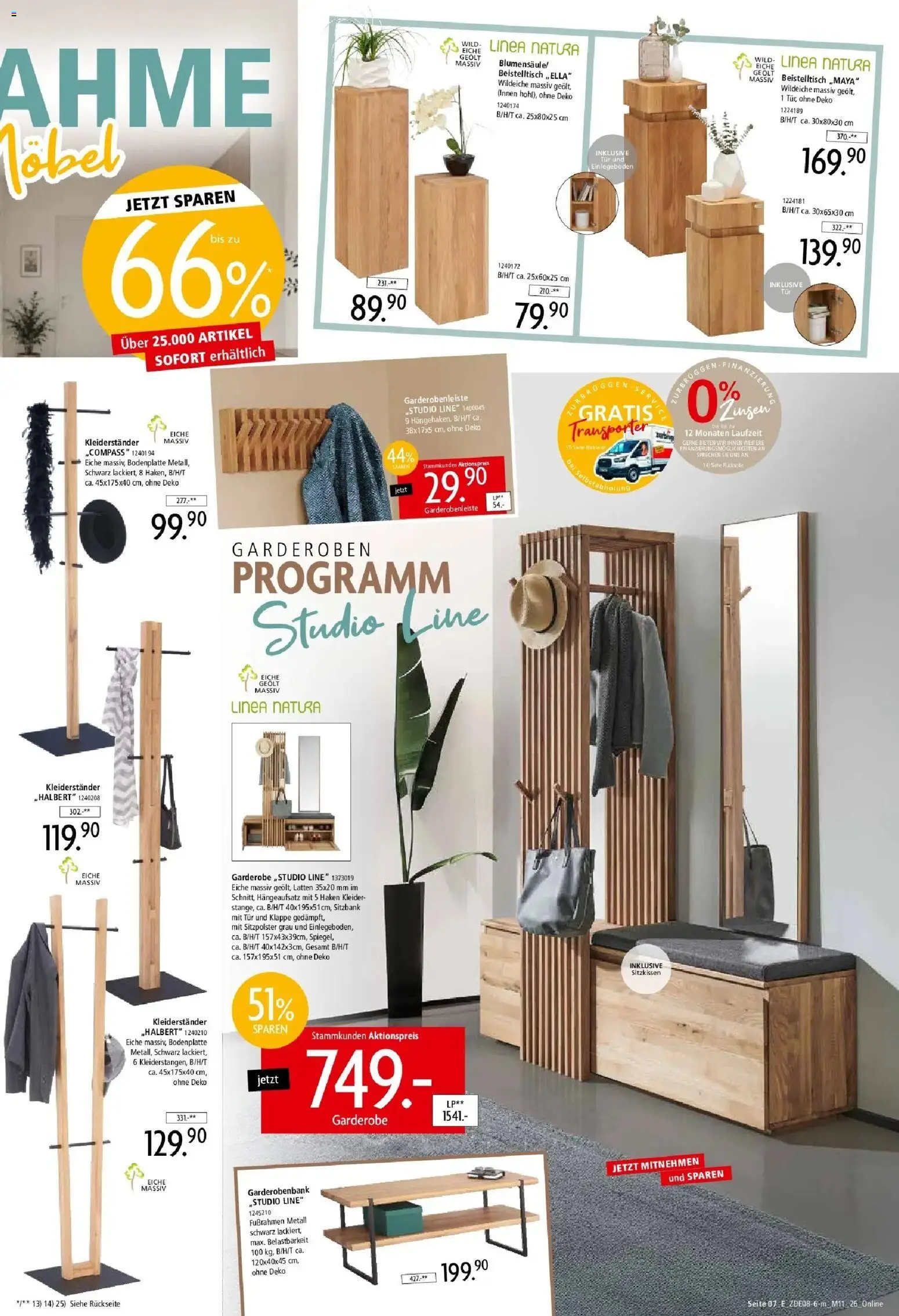 Zurbrüggen - Zurbrüggen: Mitnahme Möbel – gültig ab 29.08.2026 | Seite: 25 | Produkte: Beistelltisch, Sitzbank, Kleiderständer, Tür