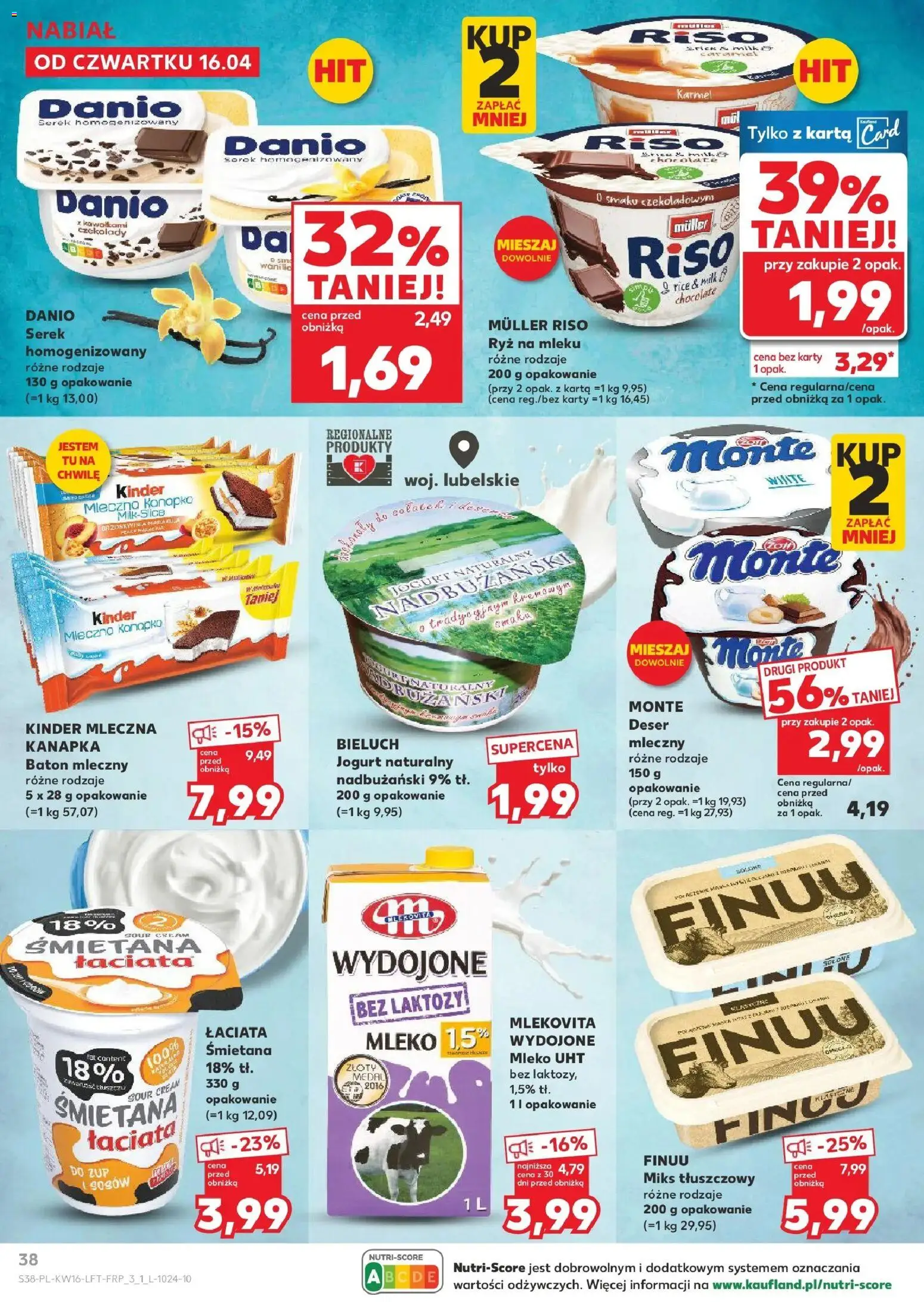Kaufland gazetka od 16.04.2026 | Strona: 38 | Produkty: Karta, Czekolady, Serek homogenizowany, Mleko