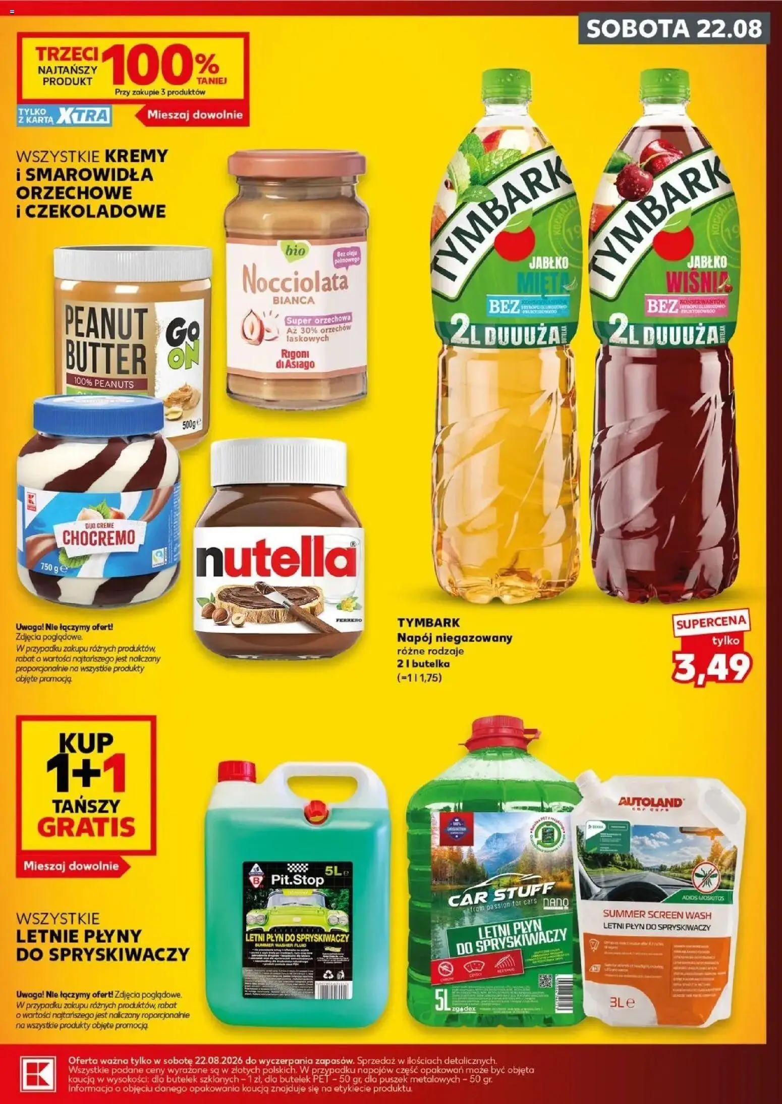 Kaufland gazetka - Super Sobota od 22.08.2026 - od jutra PDF | Strona: 3 | Produkty: Karta, Tymbark, Płyn do spryskiwaczy, Wiśnie