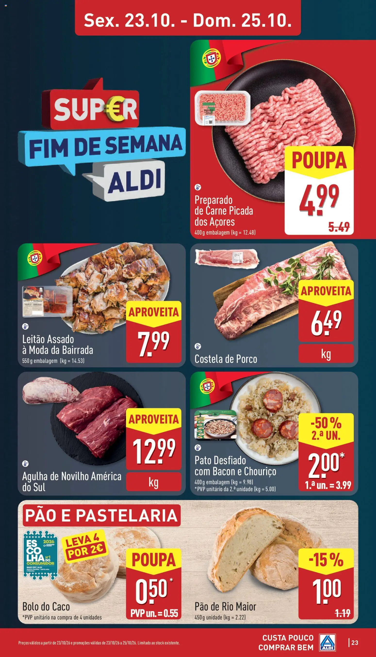 Aldi folheto │ válido de 24/10/2026 | Página: 23 | Produtos: Bacon, Bolo, Pão, Carne