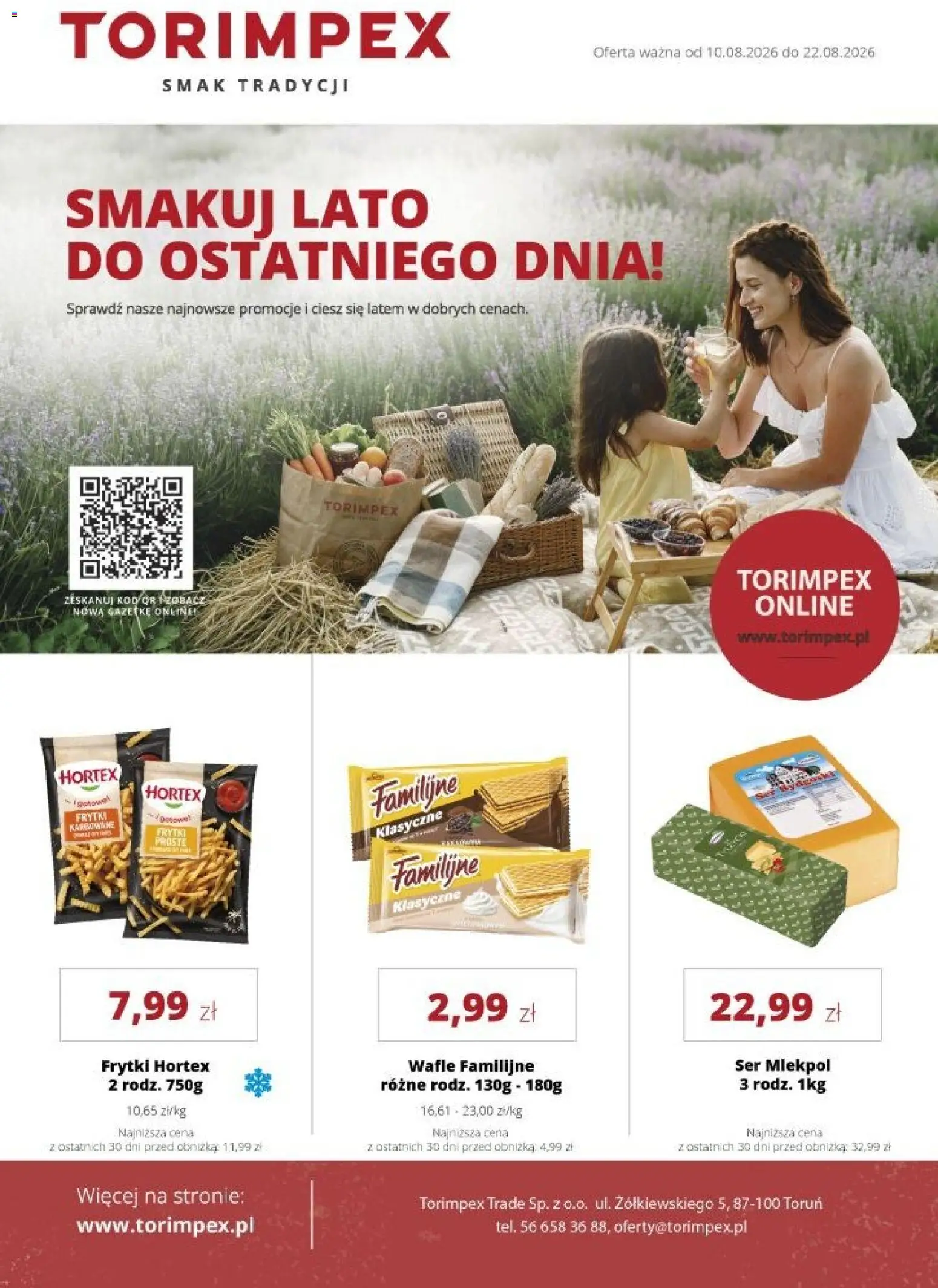 Torimpex gazetka od 10.08.2026 | Strona: 1 | Produkty: Wafle, Frytki karbowane, Ser, Frytki