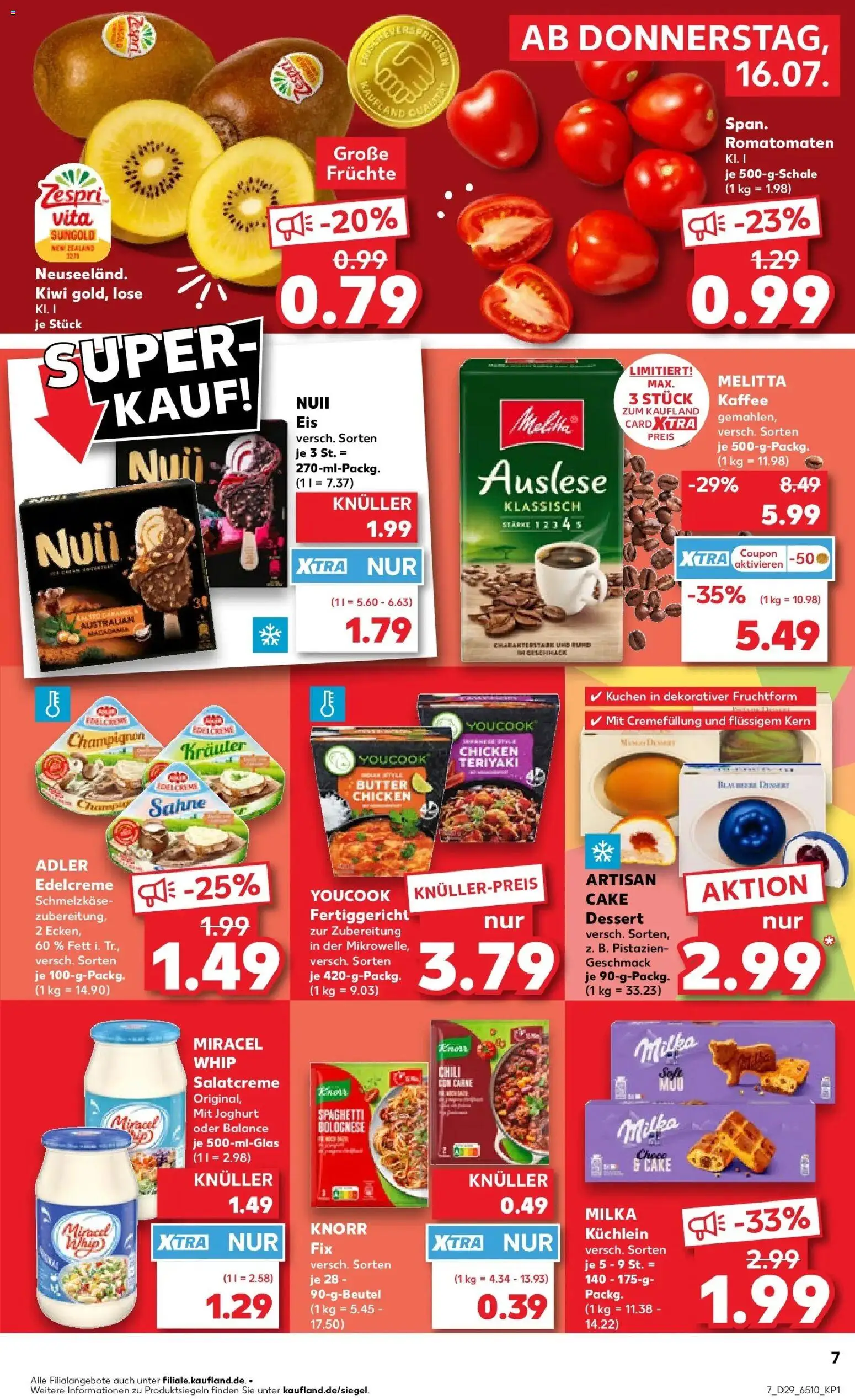 Kaufland Prospekt Kerpen – gültig ab 16.07.2026 | Seite: 7 | Produkte: Melitta, Youcook, Butter, Knorr