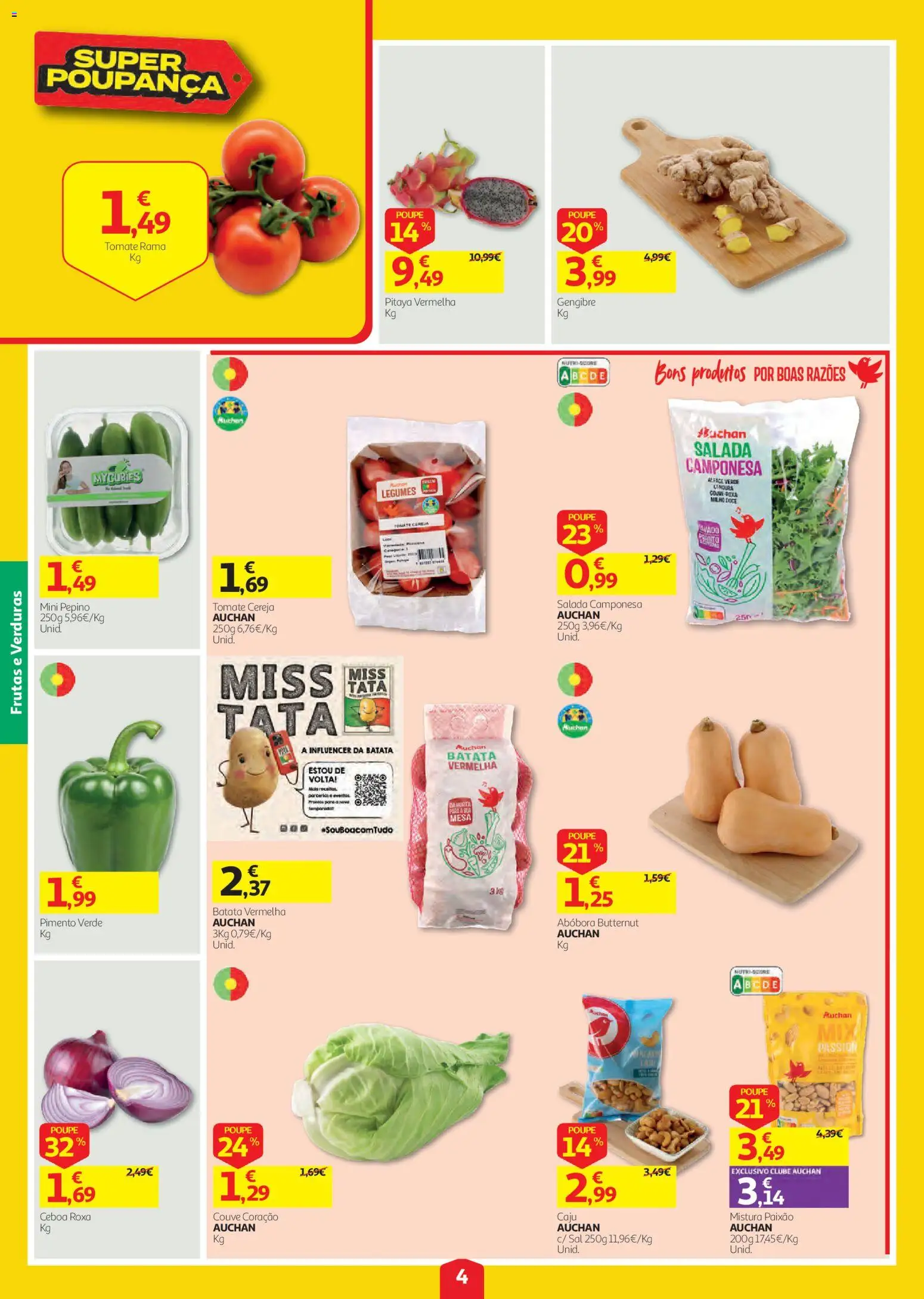 Auchan folheto │ válido de 20/08/2026 | Página: 4 | Produtos: Cereja, Frutas, Salada, Pimento