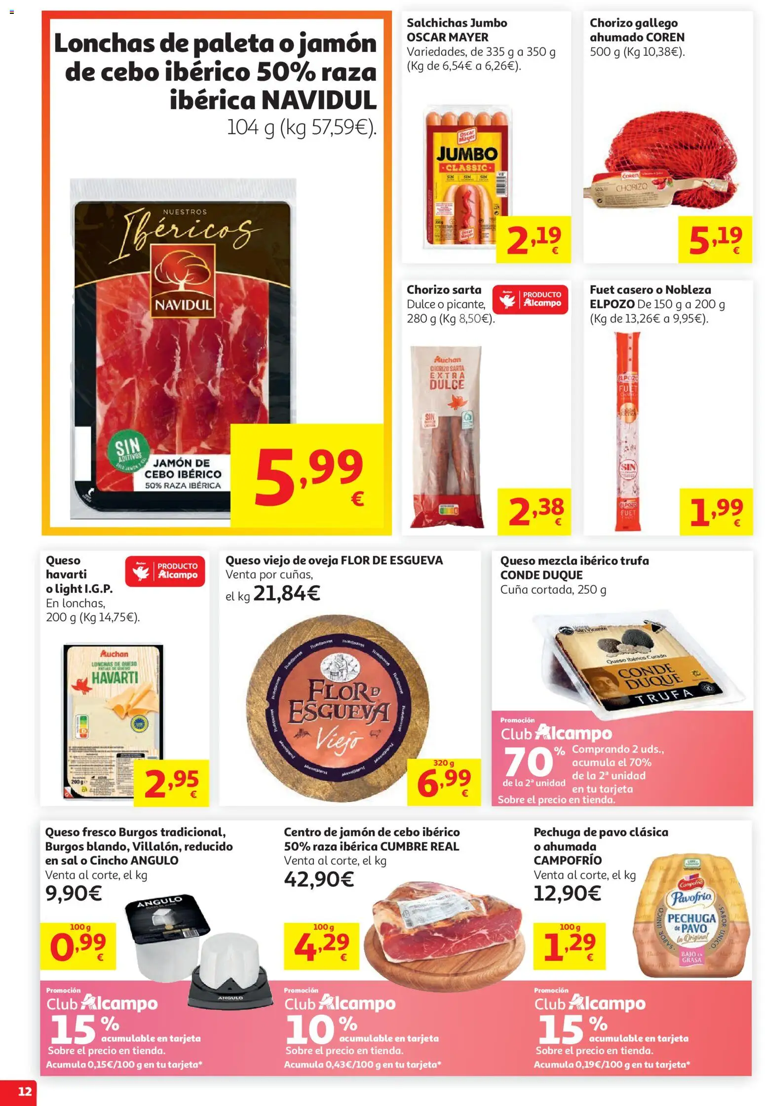 Alcampo HP Nacional │ válido desde el 19.05.2026 | Página: 12 | Productos: Queso, Jamón, Queso fresco, Cuna