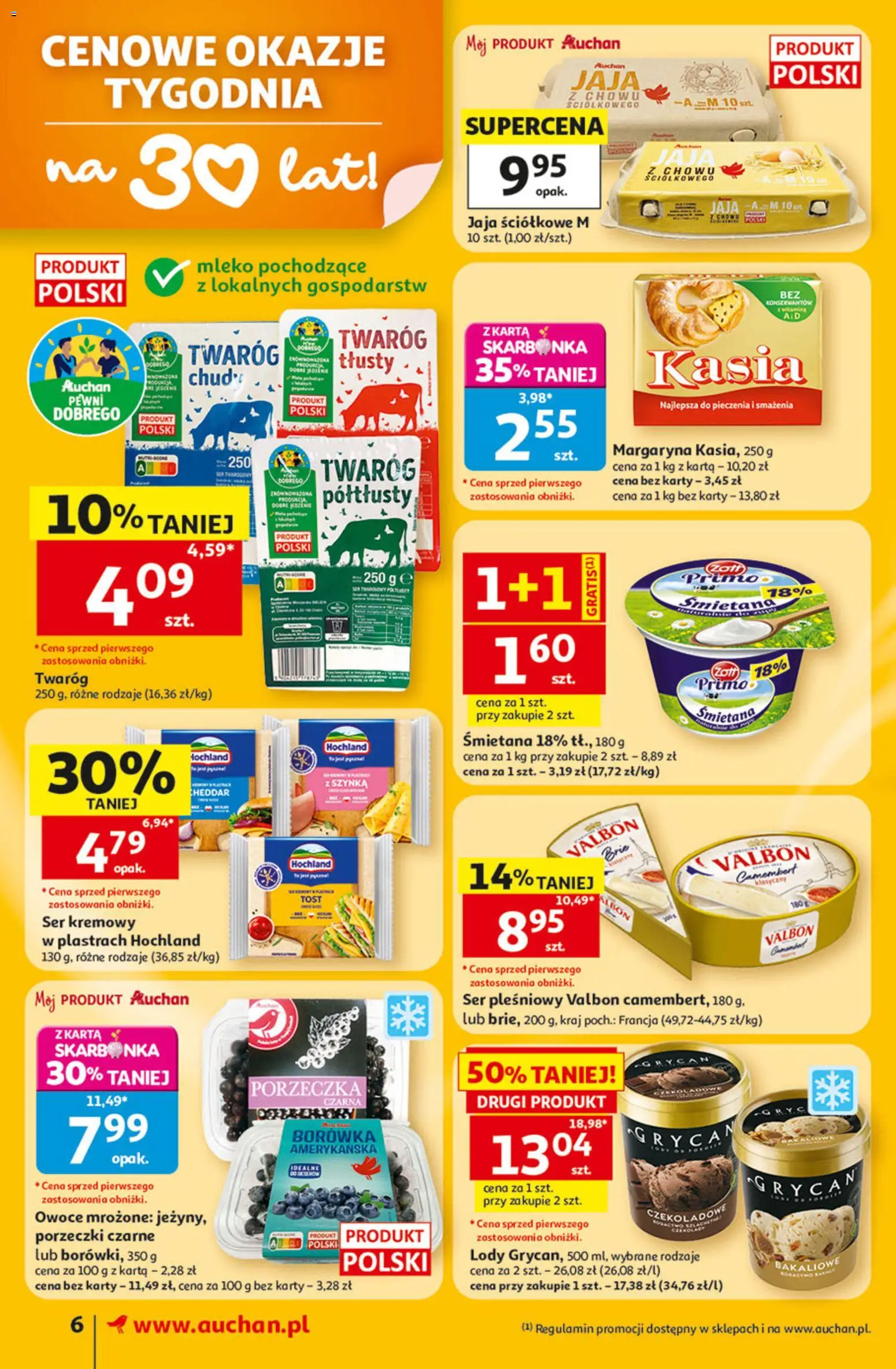Auchan gazetka od 11.06.2026 | Strona: 6 | Produkty: Karta, Camembert, Mleko, Śmietana