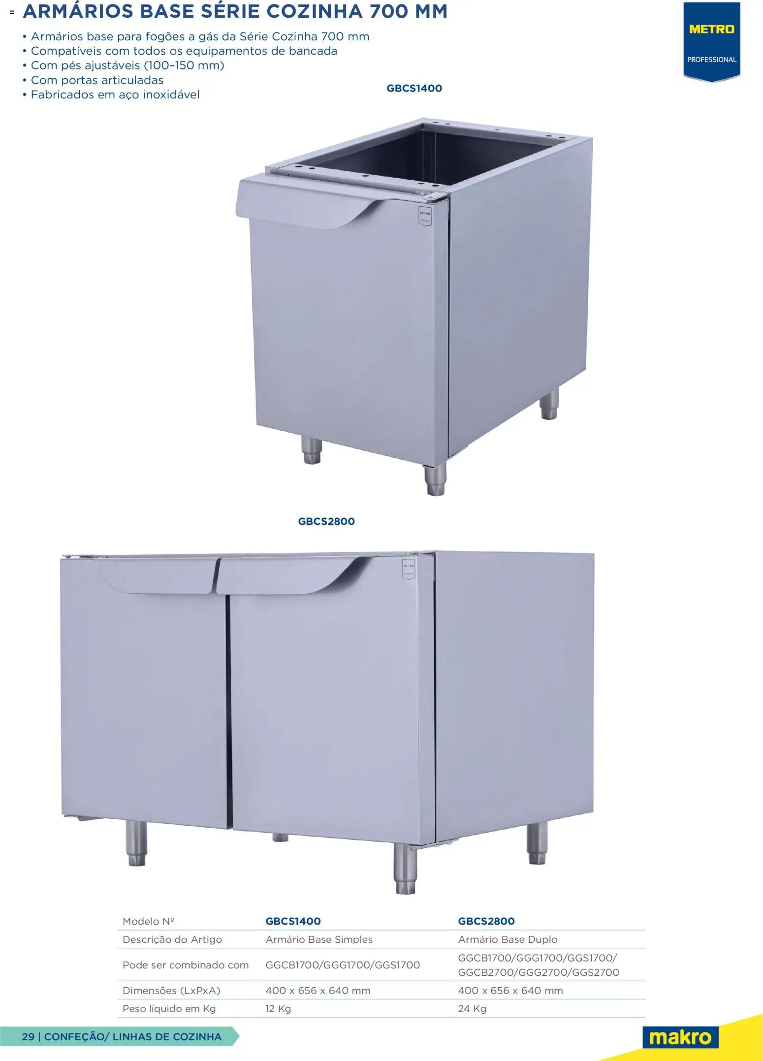 Makro Equipamento Profissional de Cozinha e Catering │ válido de 09.06.2026 | Página: 29 | Produtos: Armário, Bancada, Base, Portas