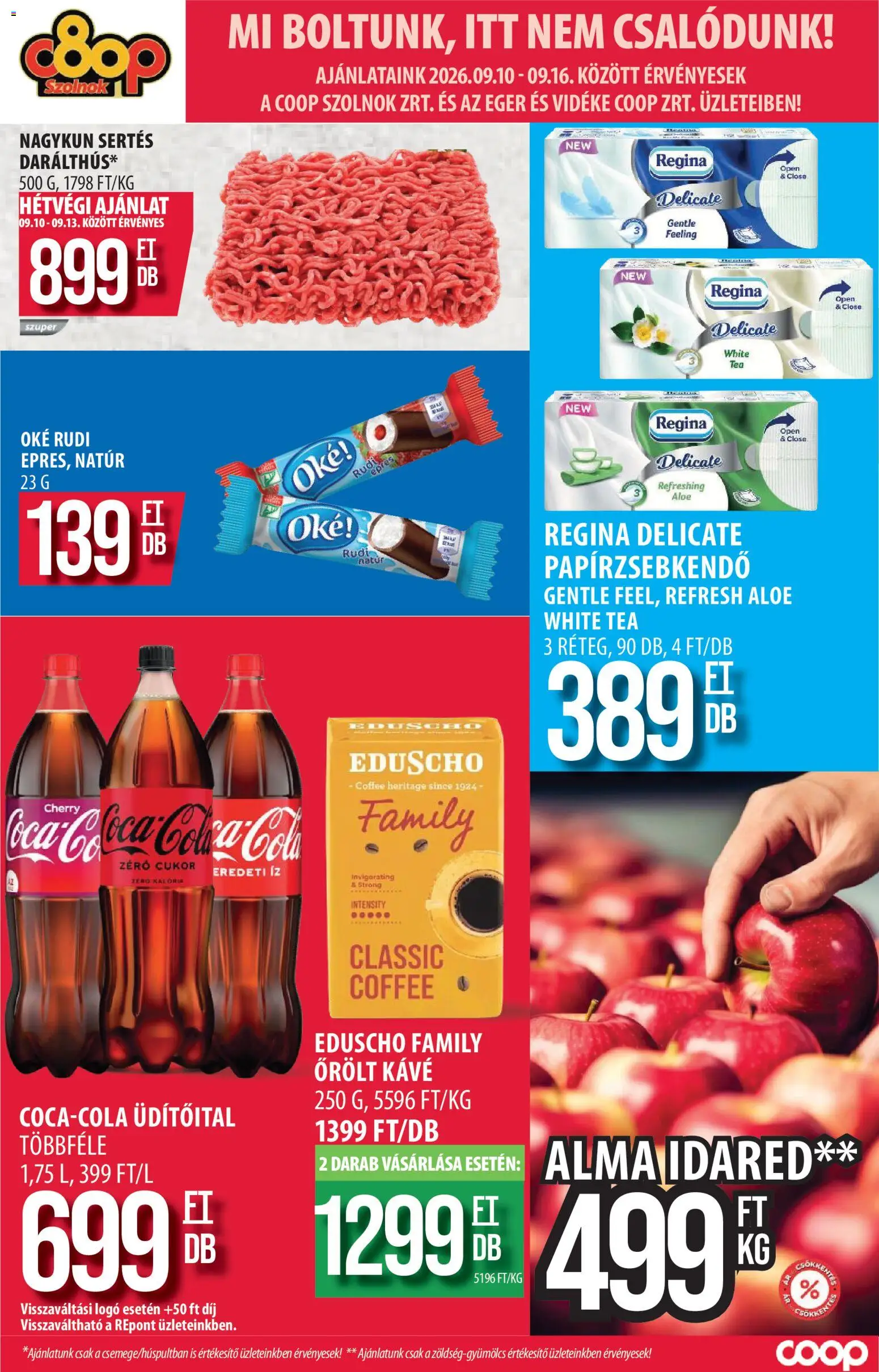 COOP Szolnok akciós ujság - amely érvényes a következő dátumtól: 2026.09.10. | Oldal: 1 | Termékek: Egér, Papírzsebkendő, Alma, Tea