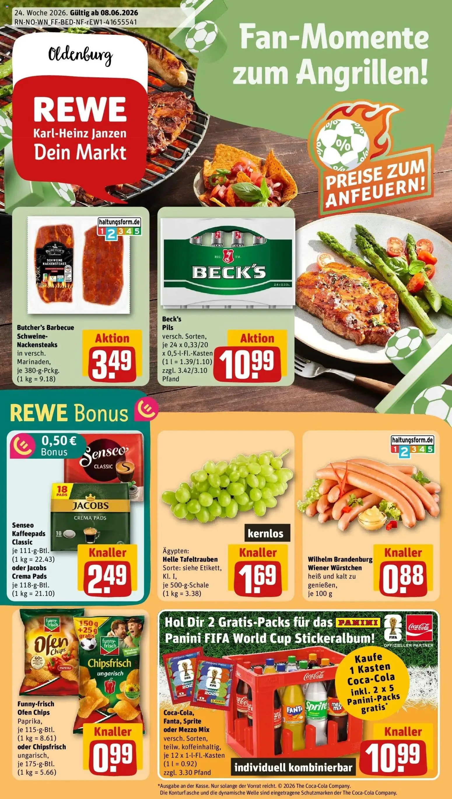 Rewe Prospekt Oldenburg / Donnerschwee – gültig ab 08.06.2026 | Seite: 1 | Produkte: Senseo, Kaffeepads, Paprika, Oder mezzo mix