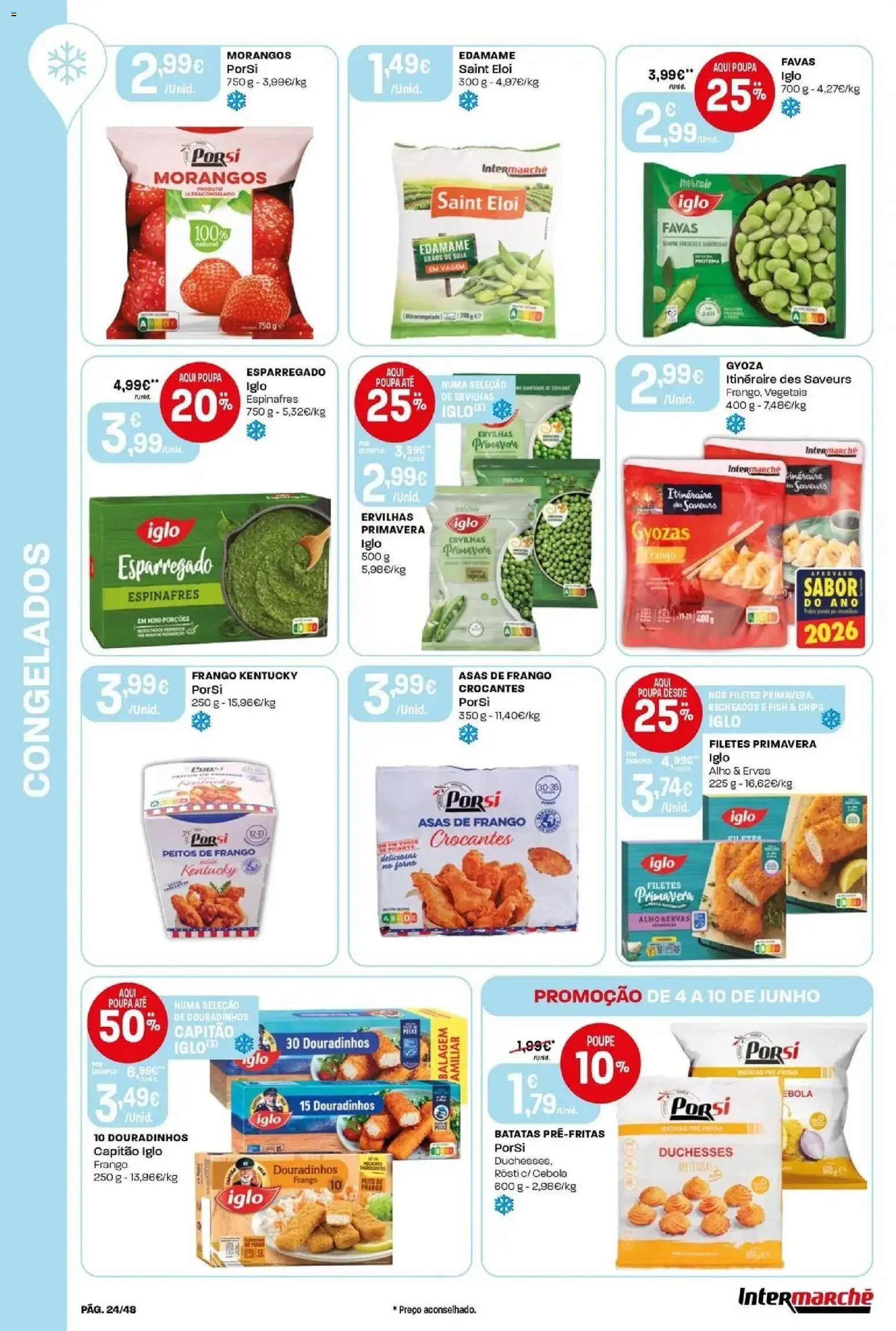 Intermarché - Isto é que são preços BAIXOS! │ válido de 04.06.2026 | Página: 24 | Produtos: Asas de frango, Espinafres, Frango, Edamame