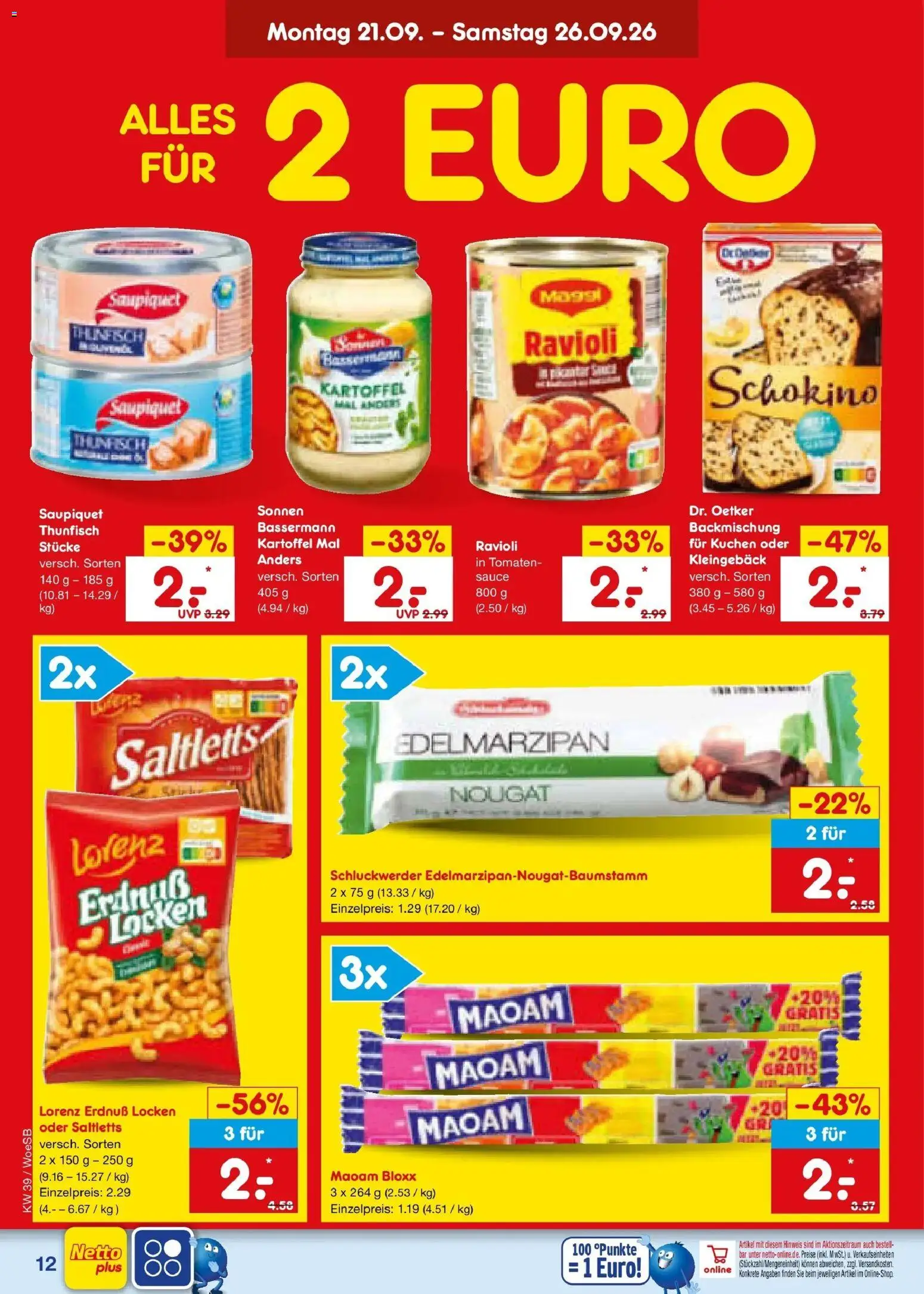 Netto Marken-Discount Prospekt Gemmingen – gültig ab 21.09.2026 | Seite: 20 | Produkte: Thunfisch, Tomaten, Kuchen