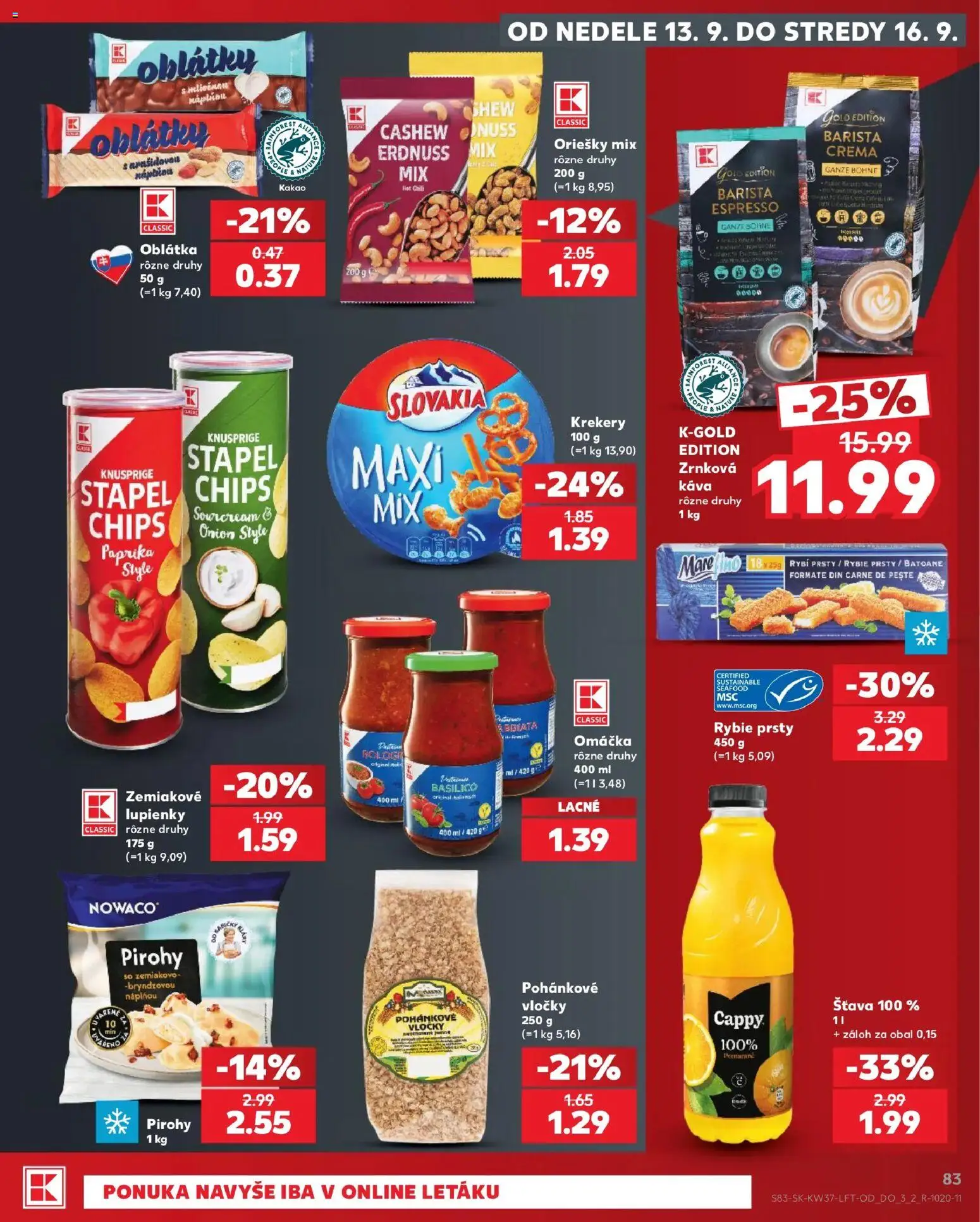 Nové Kaufland akcie – leták je platný od 10.09.2026 | Strana: 83 | Produkty: Rybie prsty, Oblátky, Vločky, Kakao