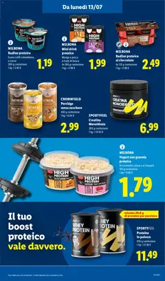 Anteprima del volantino MILBONA Yogurt con granola proteica, Al caramello salato o ai lamponi, 185 g confezione valido a partire dal 09/07/2026 | Pagina: 47