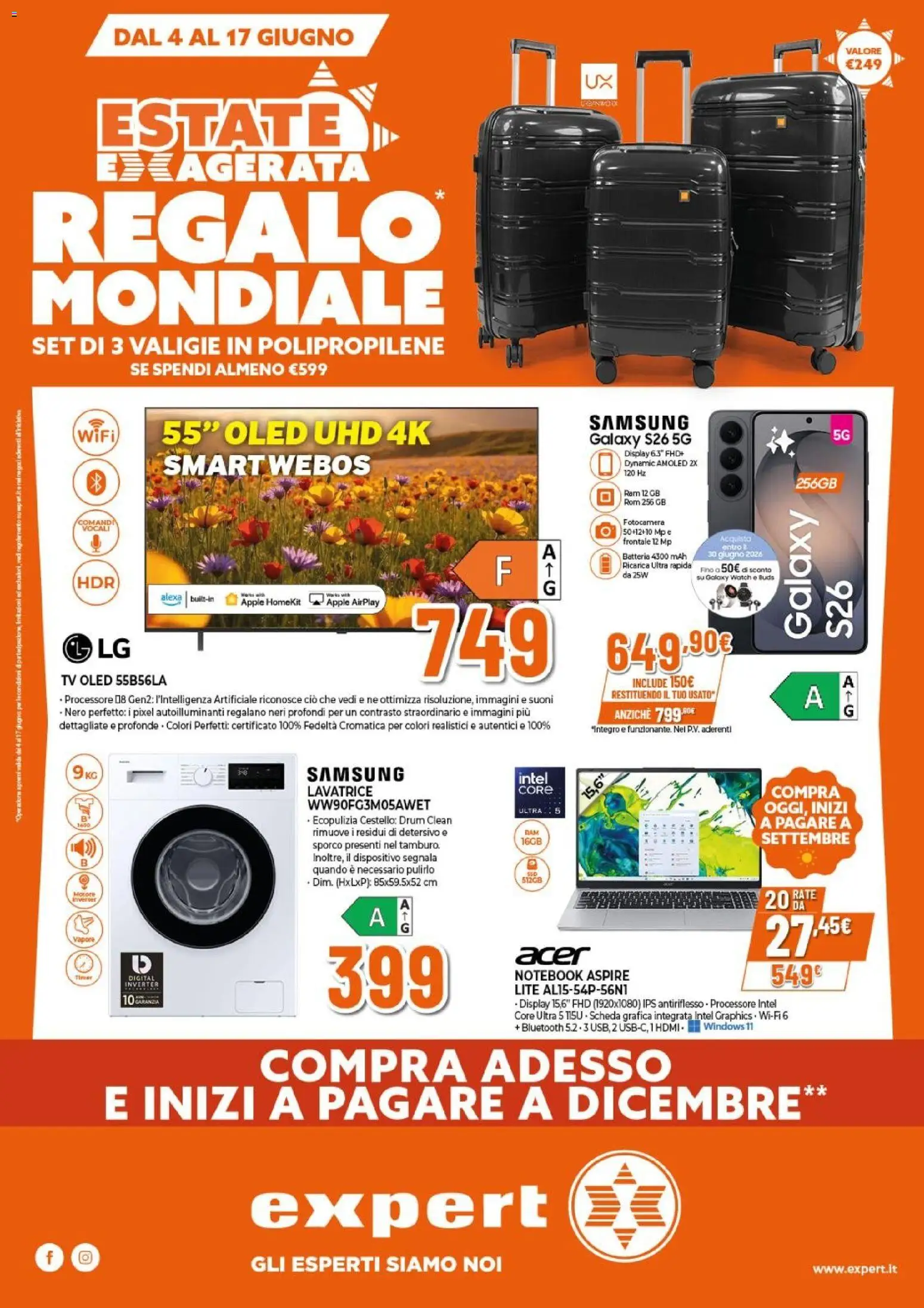 Volantino Expert del 04.06.2026 | Pagina: 2 | Prodotti: Notebook, Samsung Galaxy, Lavatrice, Batteria