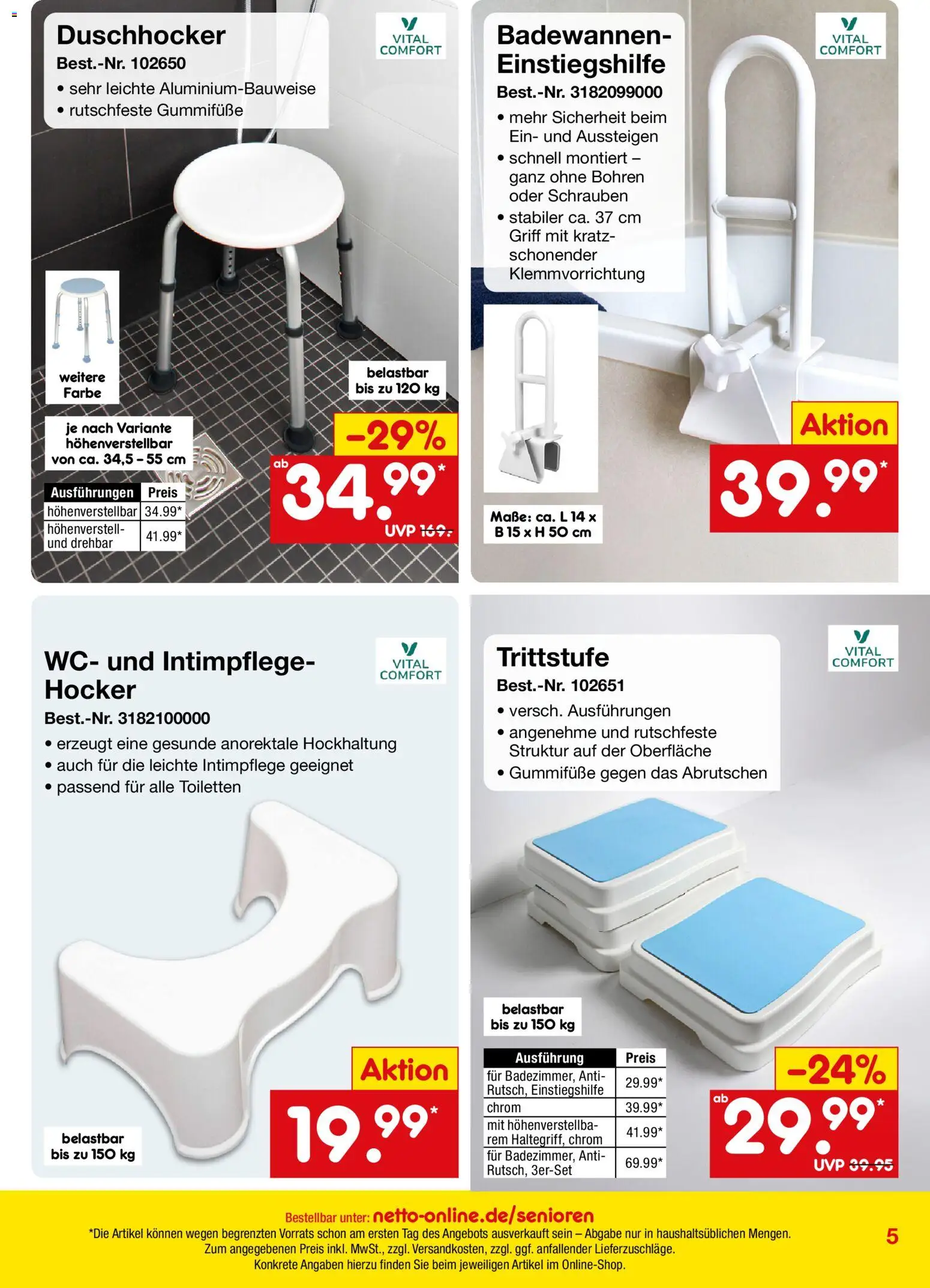 Netto Marken-Discount Online-Sonderangebote Herbstdeals – gültig ab 01.10.2026 | Seite: 5 | Produkte: Hocker, Duschhocker