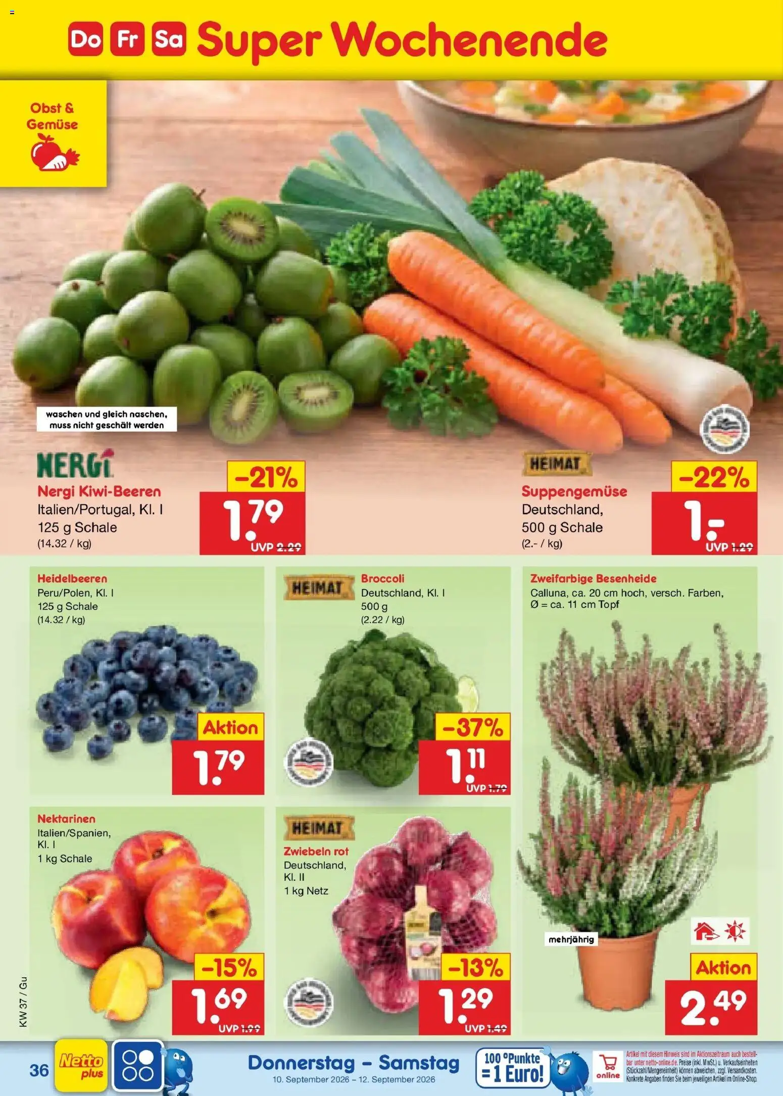 Netto Marken-Discount Prospekt Augustusburg – gültig ab 07.09.2026 | Seite: 52 | Produkte: Nektarinen, Heidelbeeren, Zwiebeln, Obst